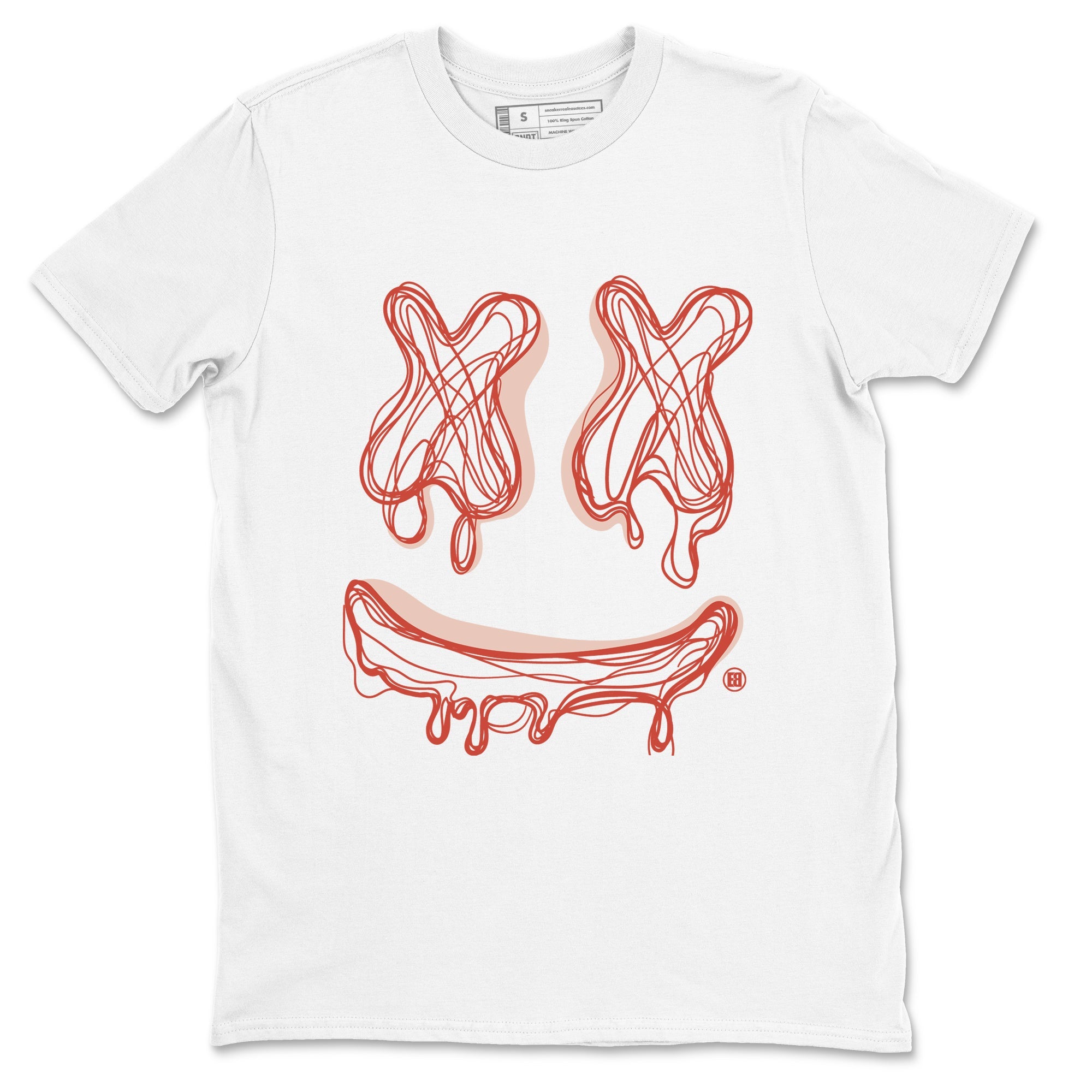 13s Dune Red shirts to match jordans Smile Doodle sneaker match tees Air Jordan 13 Dune Red Drip Gear Zone streetwear brand White 2 unisex cotton tee