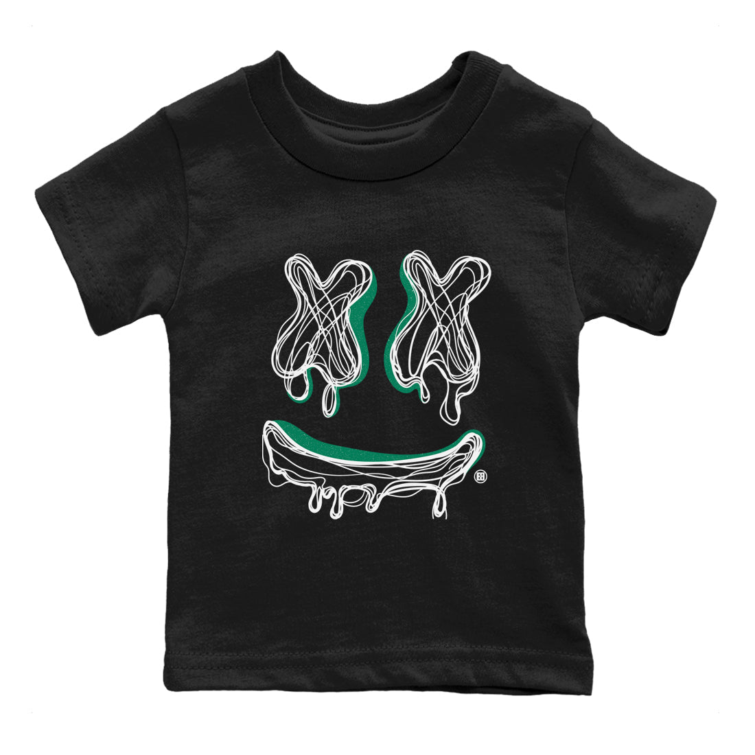 4s Oxidized Green shirts to match jordans Smile Doodle sneaker match tees Air Jordan 4 Oxidized Green Drip Gear Zone streetwear brand Baby and Youth Black 2 cotton tee