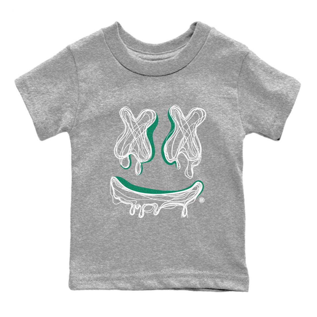4s Oxidized Green shirts to match jordans Smile Doodle sneaker match tees Air Jordan 4 Oxidized Green Drip Gear Zone streetwear brand Baby and Youth Heather Grey 2 cotton tee