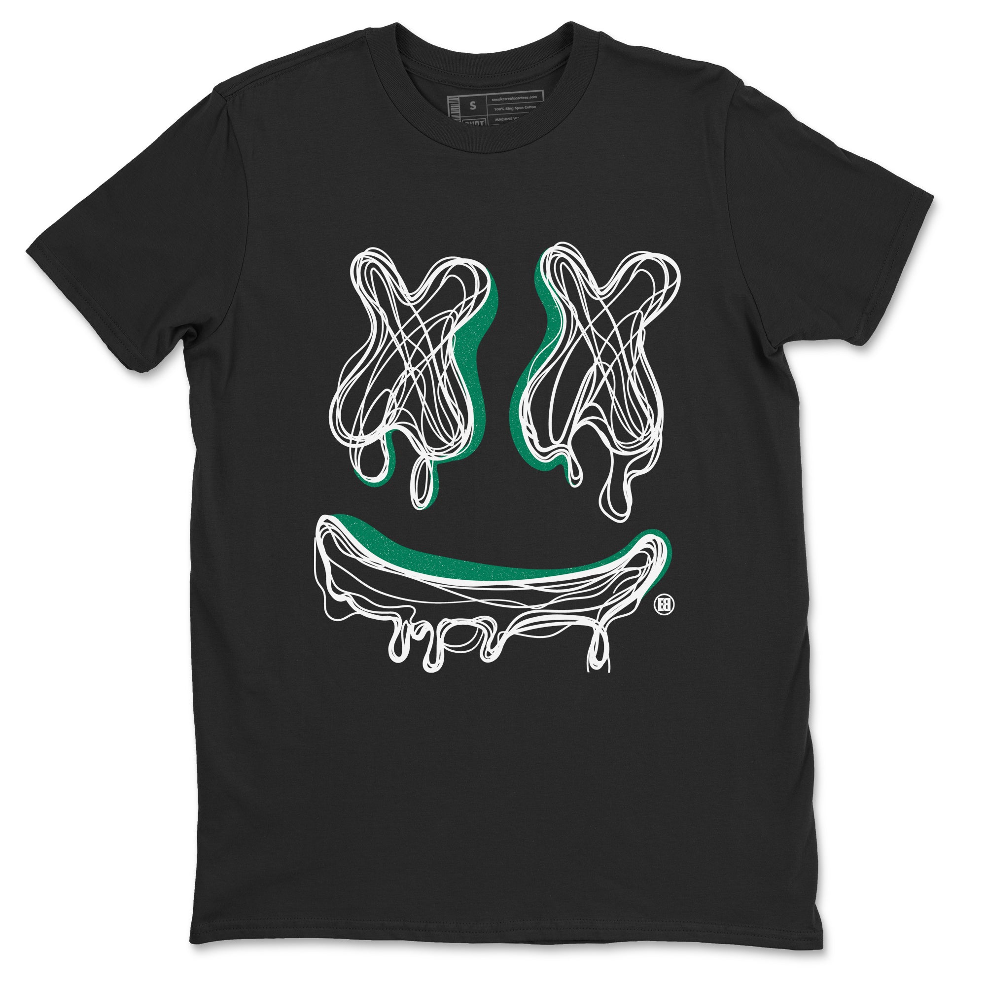 4s Oxidized Green shirts to match jordans Smile Doodle sneaker match tees Air Jordan 4 Oxidized Green Drip Gear Zone streetwear brand Black 2 unisex cotton tee