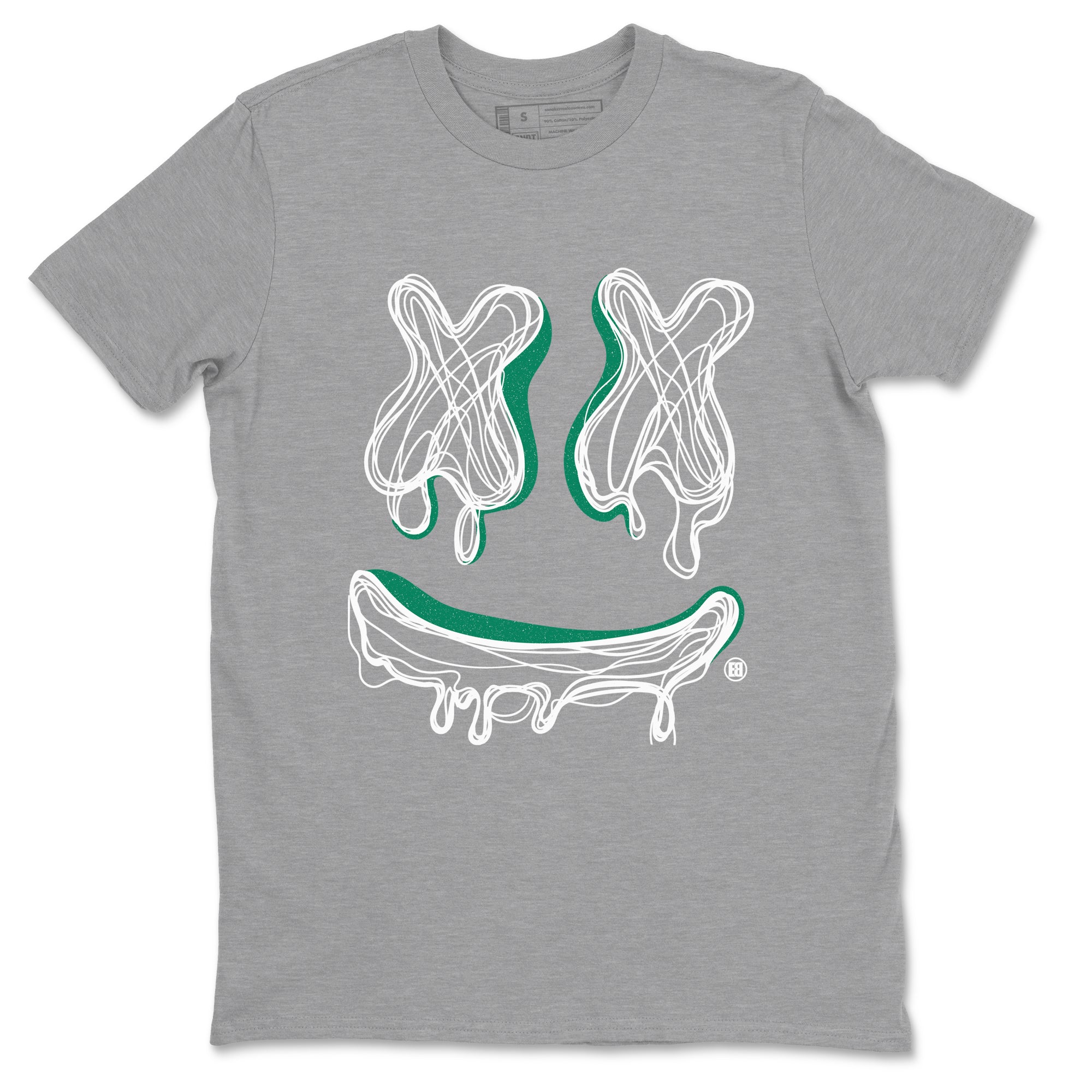 4s Oxidized Green shirts to match jordans Smile Doodle sneaker match tees Air Jordan 4 Oxidized Green Drip Gear Zone streetwear brand Heather Grey 2 unisex cotton tee