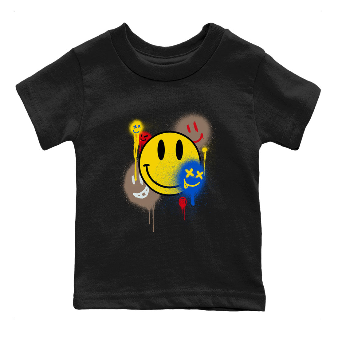 1s Travis Scott Canary shirt to match jordans Smile Painting sneaker tees Air Jordan 1 Travis Scott Canary Drip Gear Zone baby toddler Black 2 cotton Shirt