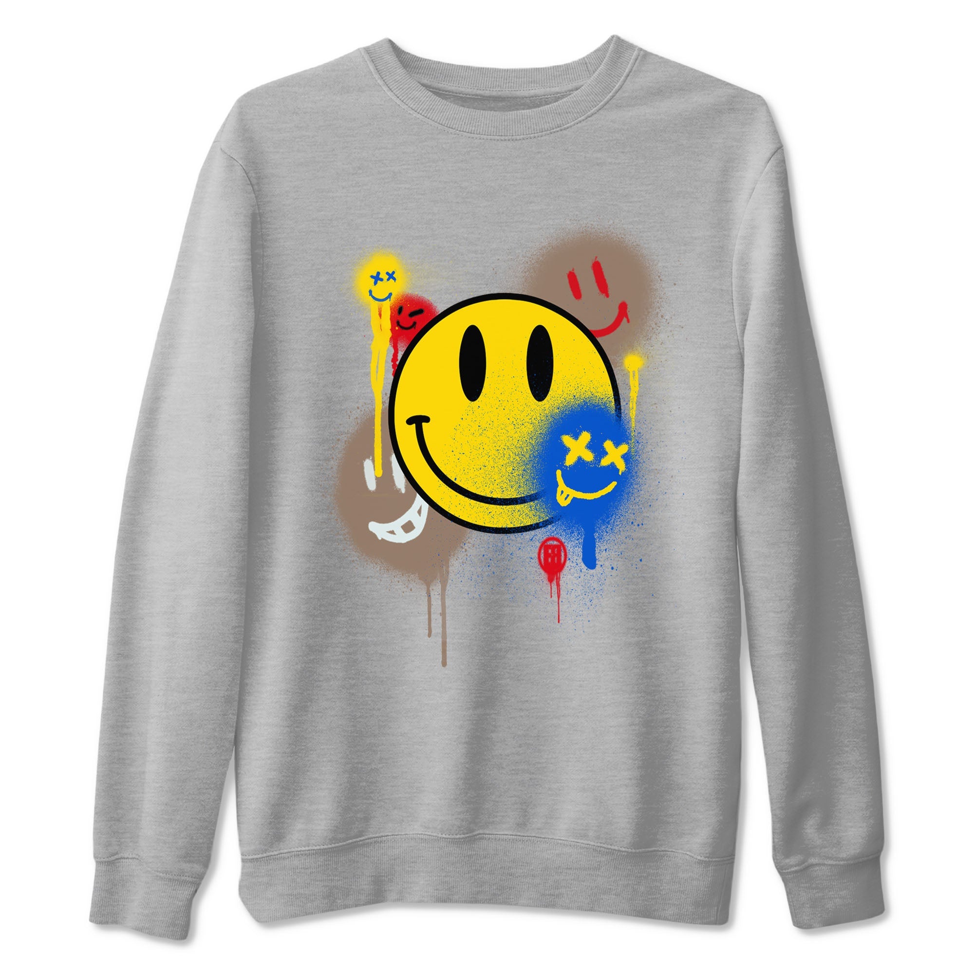 1s Travis Scott Canary shirt to match jordans Smile Painting sneaker tees Air Jordan 1 Travis Scott Canary Drip Gear Zone unisex cotton Heather Grey 2 crew neck shirt