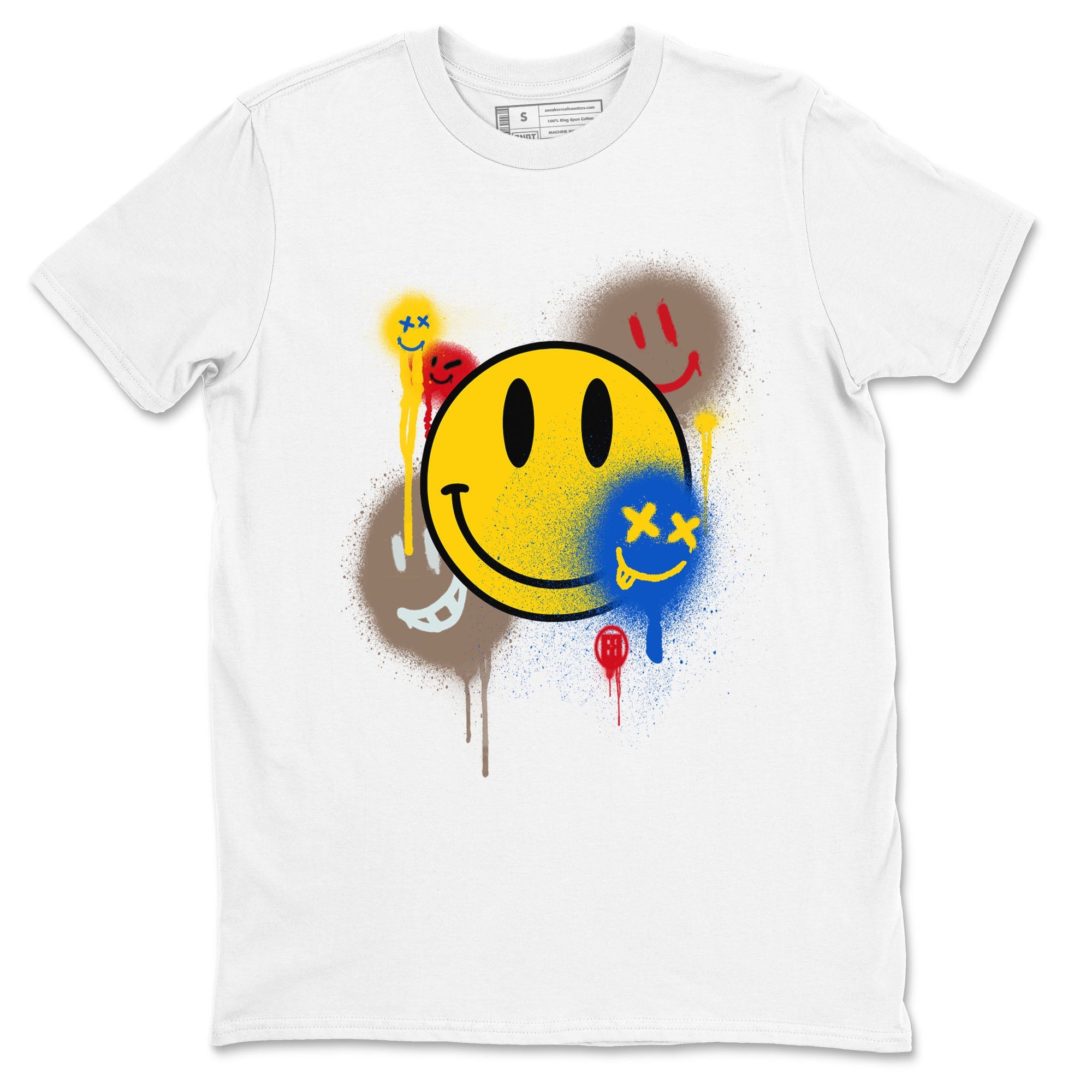 1s Travis Scott Canary shirt to match jordans Smile Painting sneaker tees Air Jordan 1 Travis Scott Canary Drip Gear Zone unisex cotton White 2 crew neck shirt
