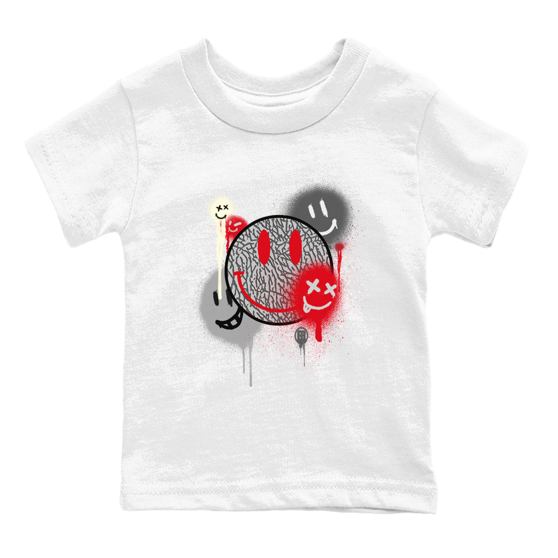 3s Cement Grey shirts to match jordans Smile Painting sneaker match tees Air Jordan 3 Cement Grey Drip Gear Zone streetwear brand Baby and Youth White 2 cotton tee