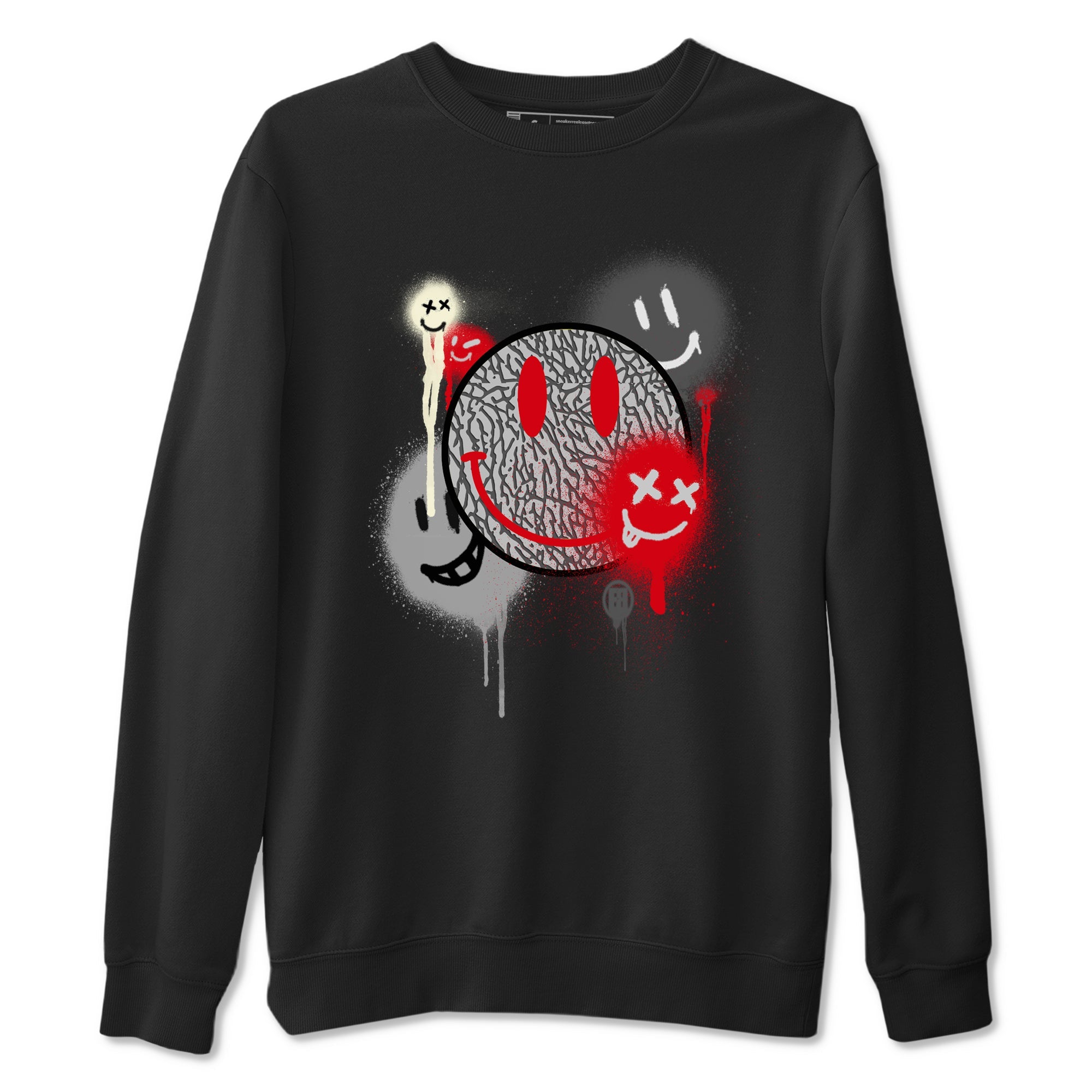 3s Cement Grey shirts to match jordans Smile Painting sneaker match tees Air Jordan 3 Cement Grey Drip Gear Zone streetwear brand Black 2 unisex cotton tee