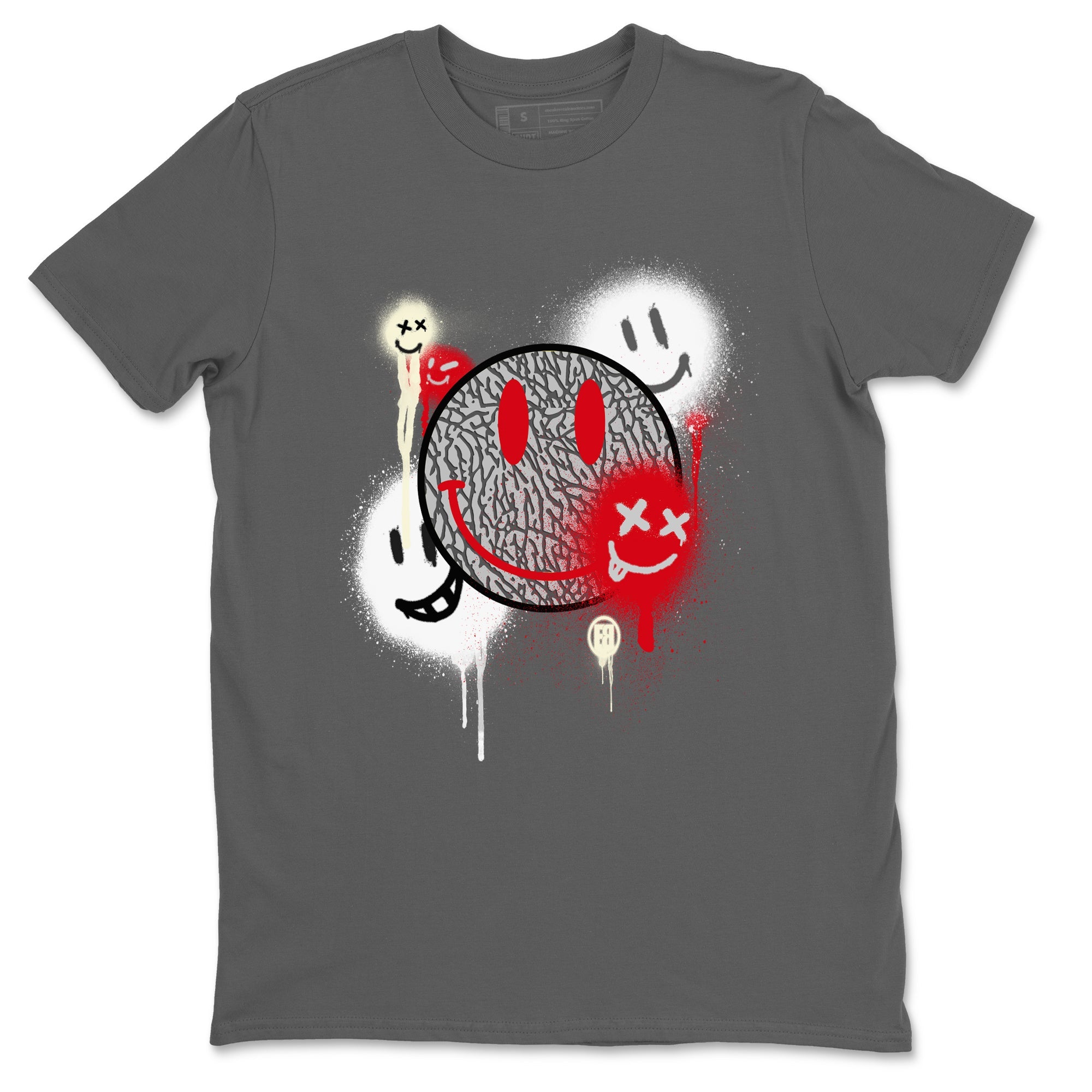 3s Cement Grey shirts to match jordans Smile Painting sneaker match tees Air Jordan 3 Cement Grey Drip Gear Zone streetwear brand Cool Grey 2 unisex cotton tee