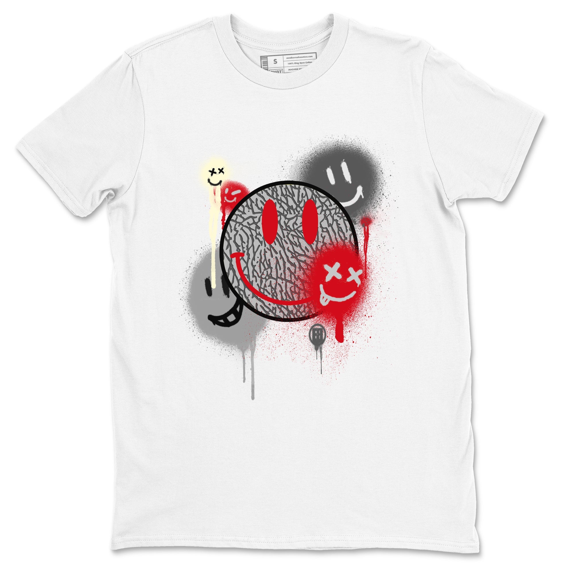 3s Cement Grey shirts to match jordans Smile Painting sneaker match tees Air Jordan 3 Cement Grey Drip Gear Zone streetwear brand White 2 unisex cotton tee