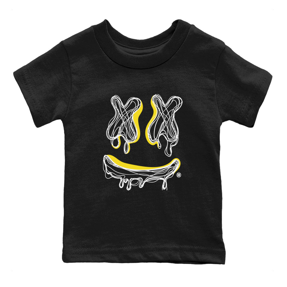 Air Jordan 4 Retro Vivid Sulfur shirt to match jordans Smiley Doodle sneaker tees 4s Vivid Sulfur Drip Gear Zone baby toddler Black 2 cotton Shirt