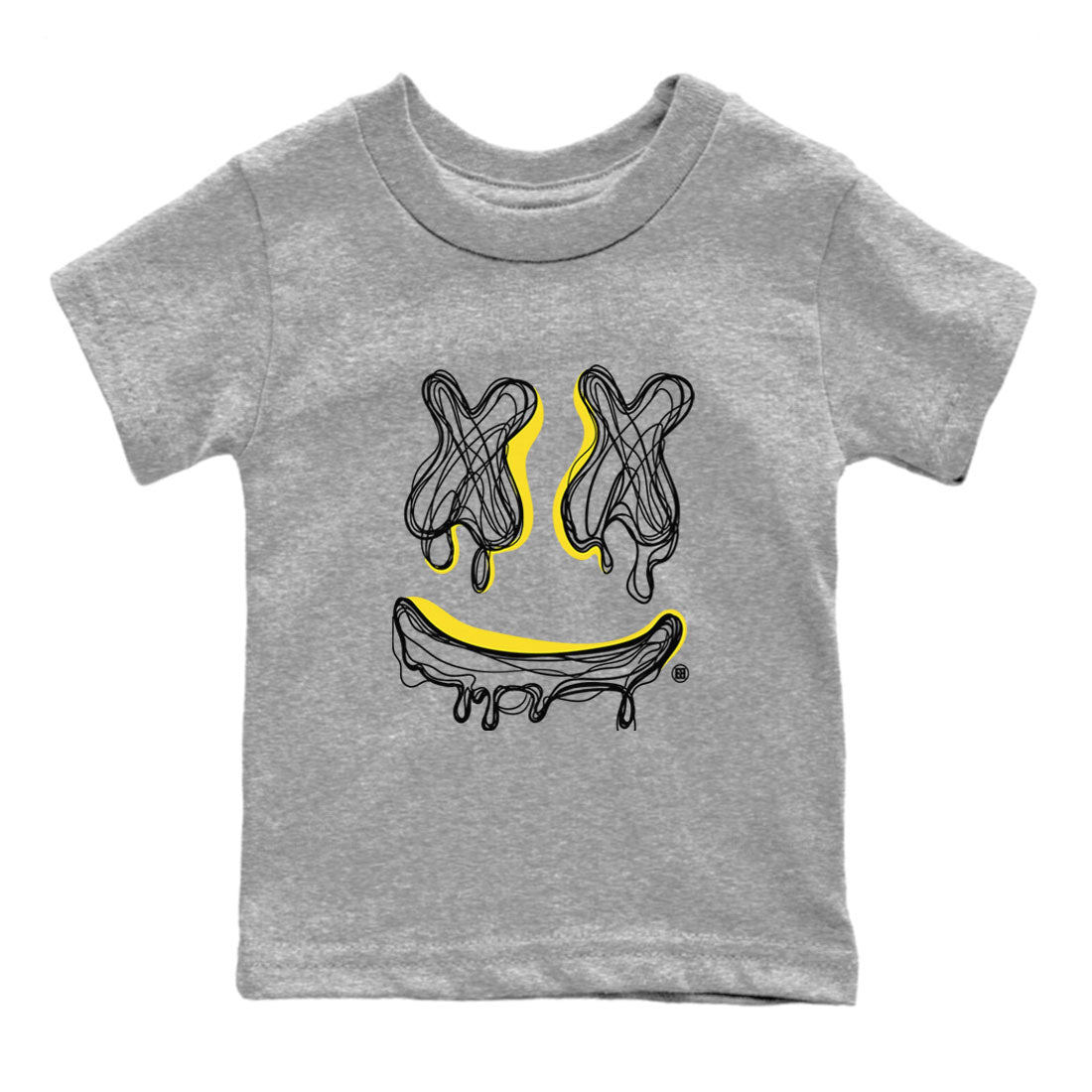 Air Jordan 4 Retro Vivid Sulfur shirt to match jordans Smiley Doodle sneaker tees 4s Vivid Sulfur Drip Gear Zone baby toddler Heather Grey 2 cotton Shirt