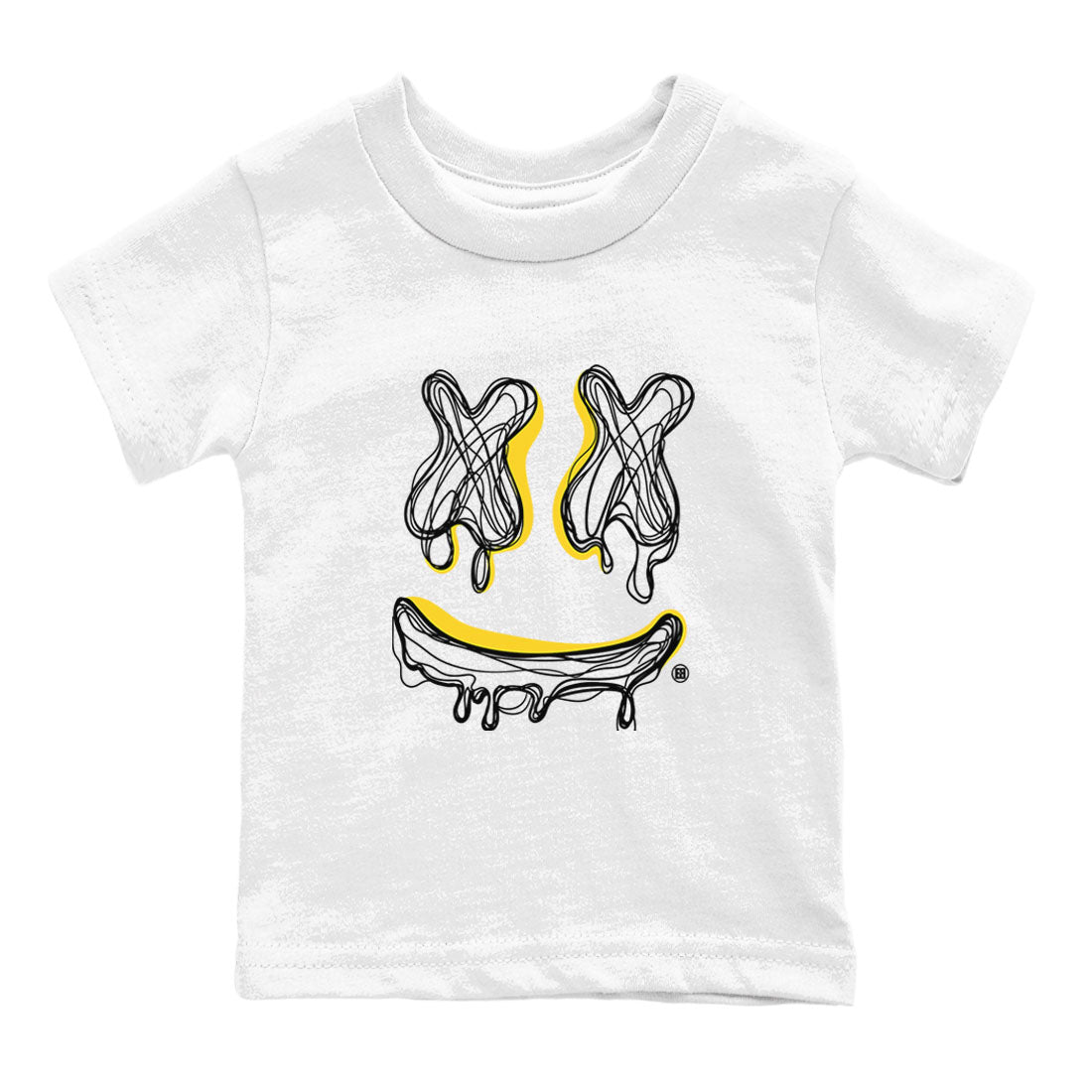 Air Jordan 4 Retro Vivid Sulfur shirt to match jordans Smiley Doodle sneaker tees 4s Vivid Sulfur Drip Gear Zone baby toddler White 2 cotton Shirt