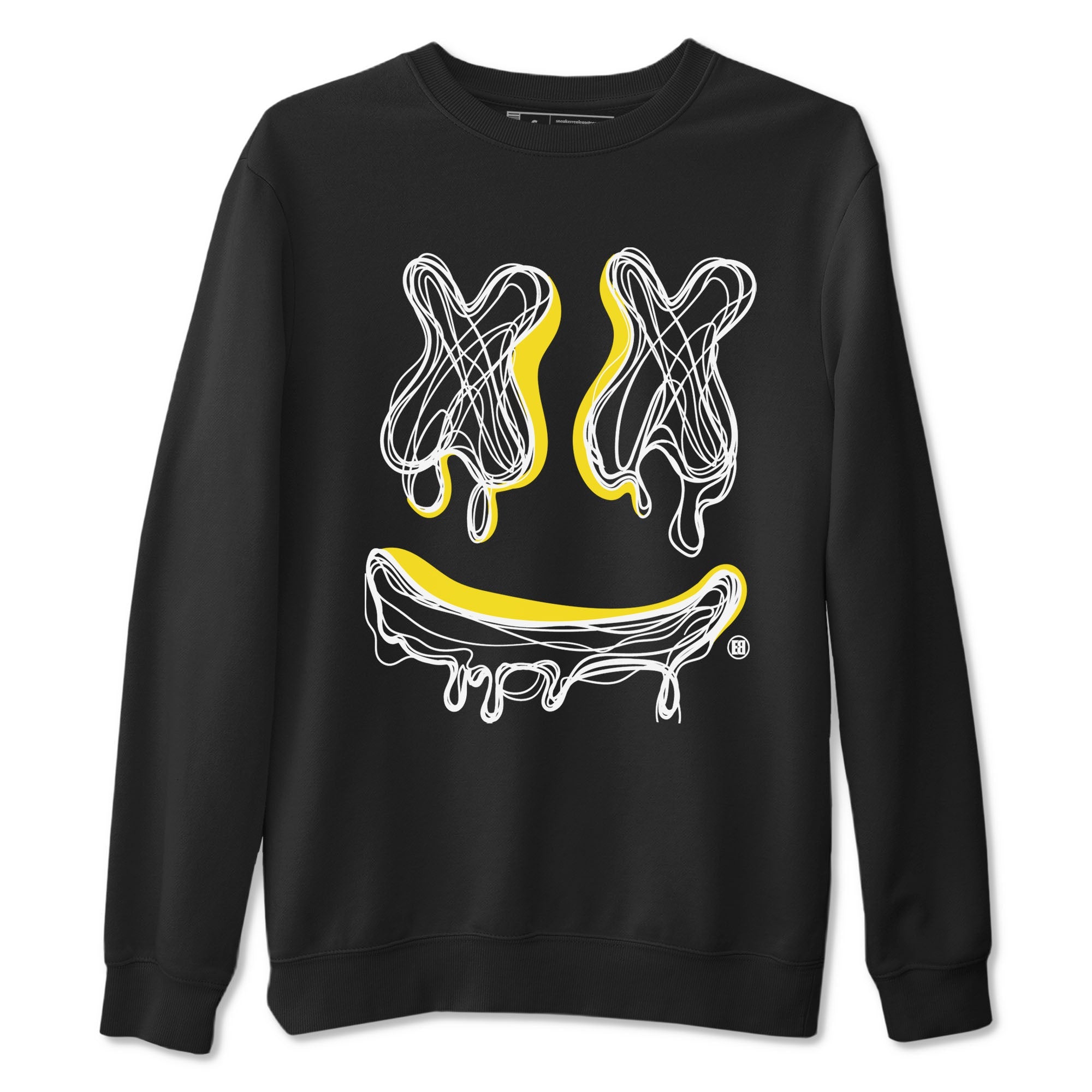 Air Jordan 4 Retro Vivid Sulfur shirt to match jordans Smiley Doodle sneaker tees 4s Vivid Sulfur Drip Gear Zone unisex cotton Black 2 crew neck shirt