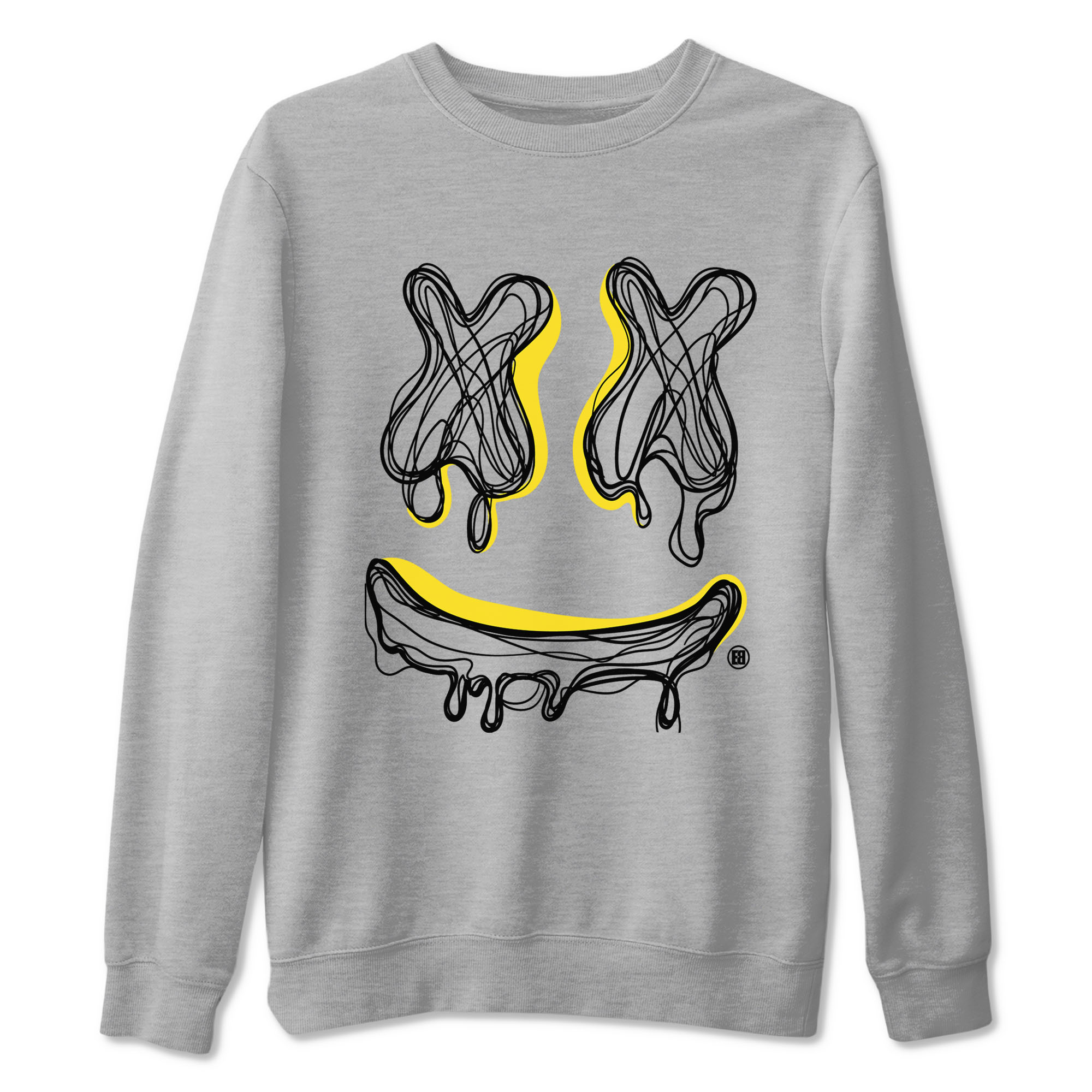 Air Jordan 4 Retro Vivid Sulfur shirt to match jordans Smiley Doodle sneaker tees 4s Vivid Sulfur Drip Gear Zone unisex cotton Heather Grey 2 crew neck shirt
