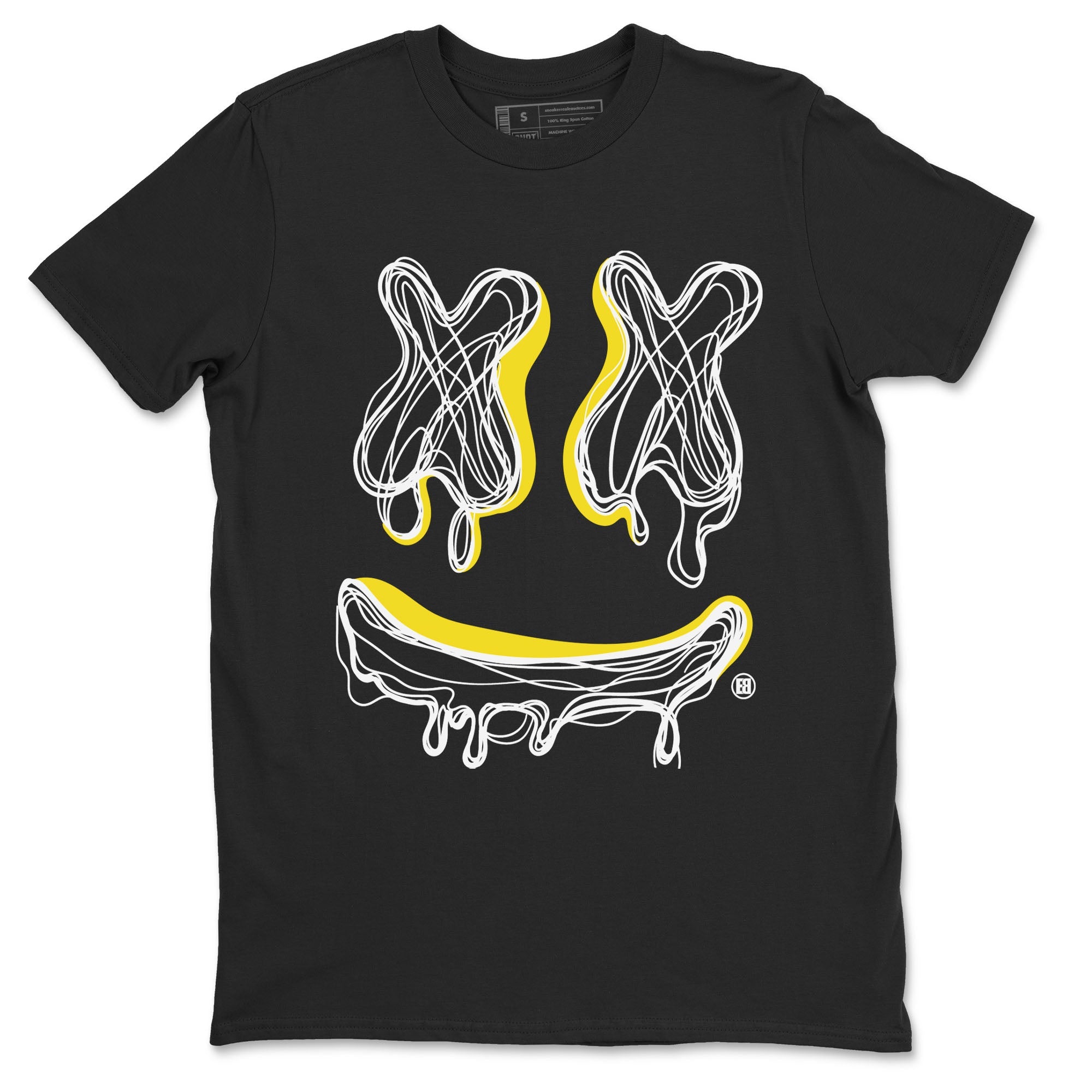 Air Jordan 4 Retro Vivid Sulfur shirt to match jordans Smiley Doodle sneaker tees 4s Vivid Sulfur Drip Gear Zone unisex cotton Black 2 crew neck shirt