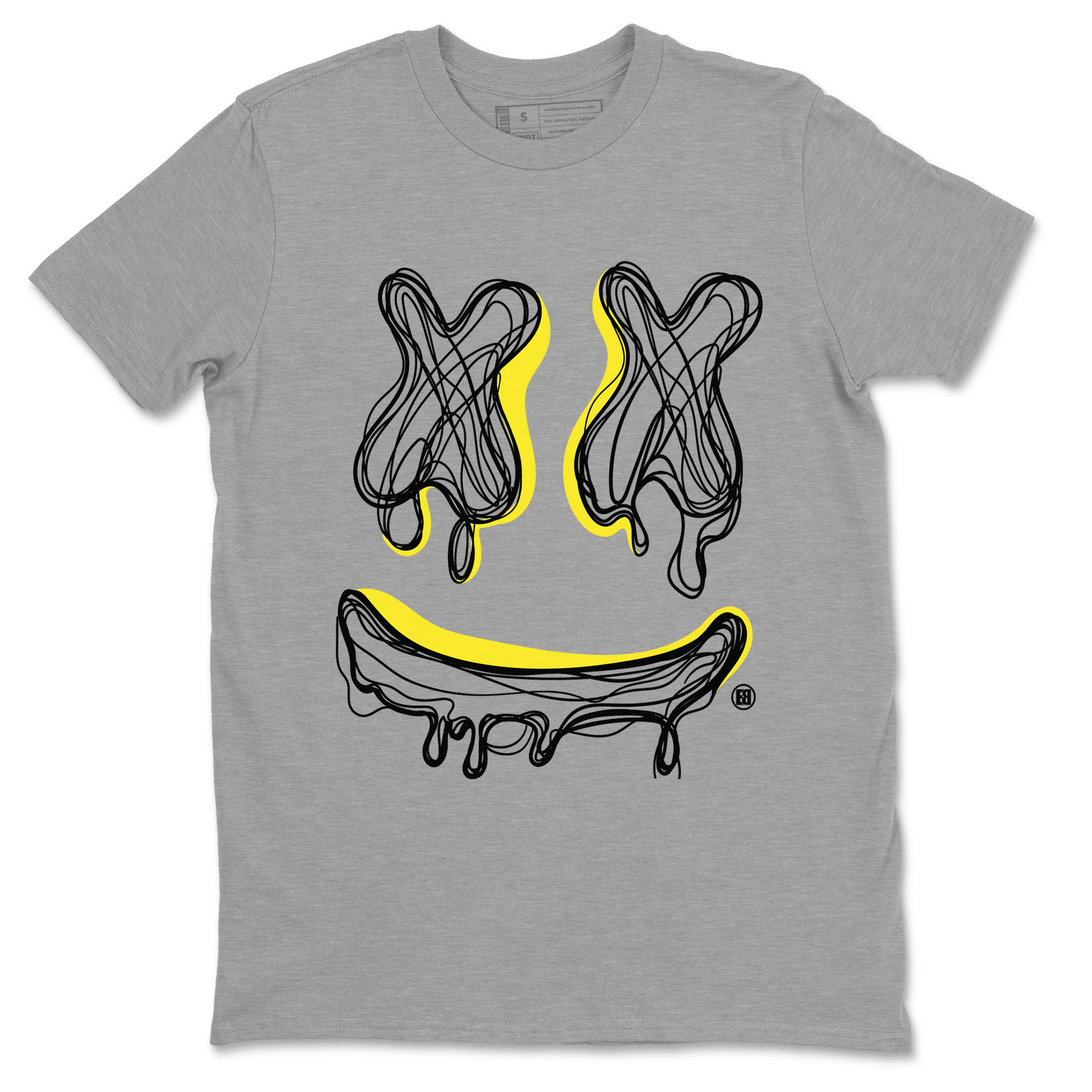 Air Jordan 4 Retro Vivid Sulfur shirt to match jordans Smiley Doodle sneaker tees 4s Vivid Sulfur Drip Gear Zone unisex cotton Heather Grey 2 crew neck shirt