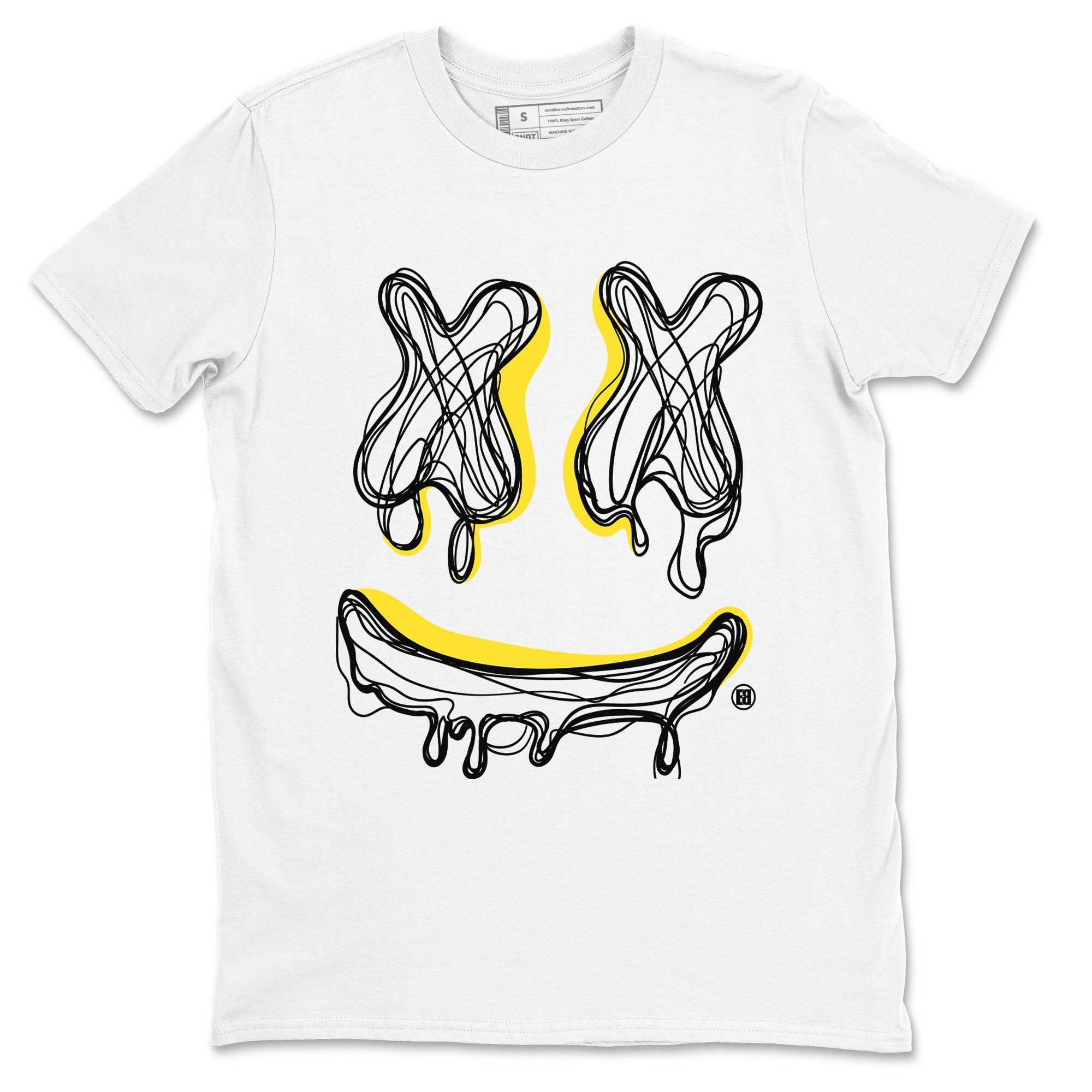 Air Jordan 4 Retro Vivid Sulfur shirt to match jordans Smiley Doodle sneaker tees 4s Vivid Sulfur Drip Gear Zone unisex cotton White 2 crew neck shirt