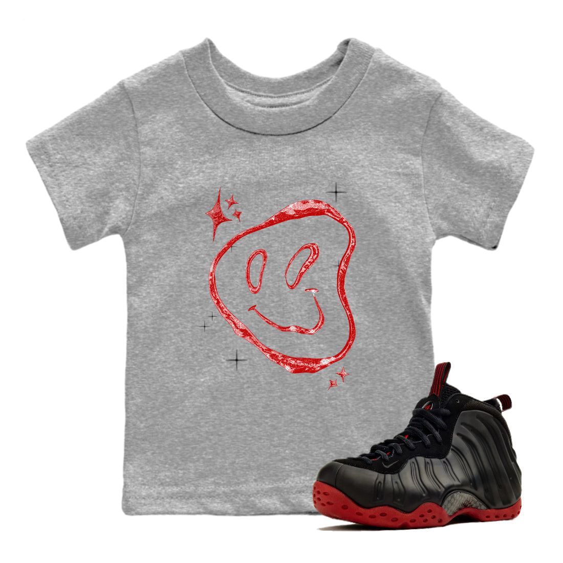 Sneaker Threads  Sneaker Tees To Match Air Foamposite One Cough Drop  Smiling Pearl Youth Graphic Tee Heather Grey 1. Perfect for Jordan releases 2025 colorways.