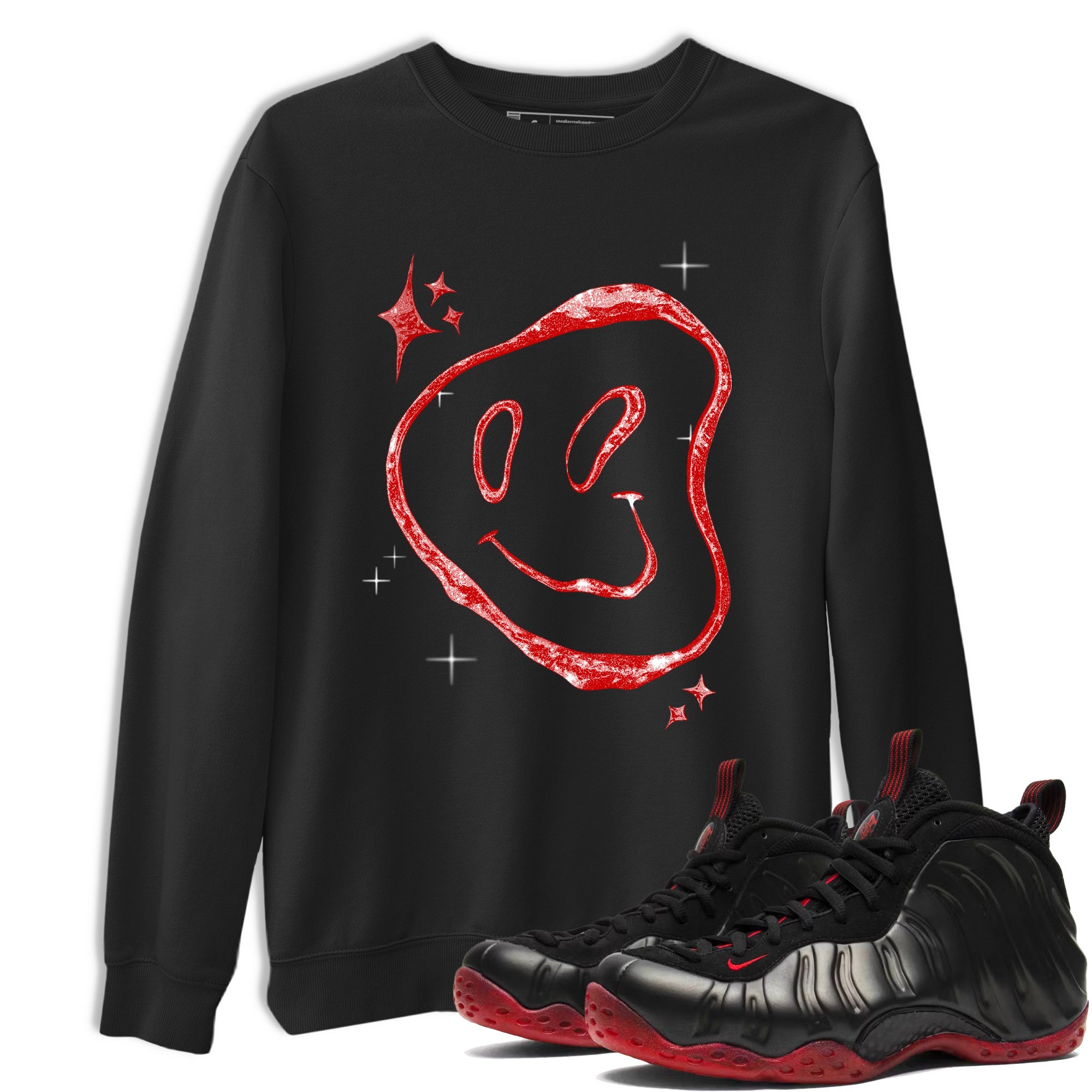 Sneaker Threads  Sneaker Tees To Match Air Foamposite One Cough Drop  Smiling Pearl Graphic Tee Black 1. Perfect for Jordan releases 2025 colorways.