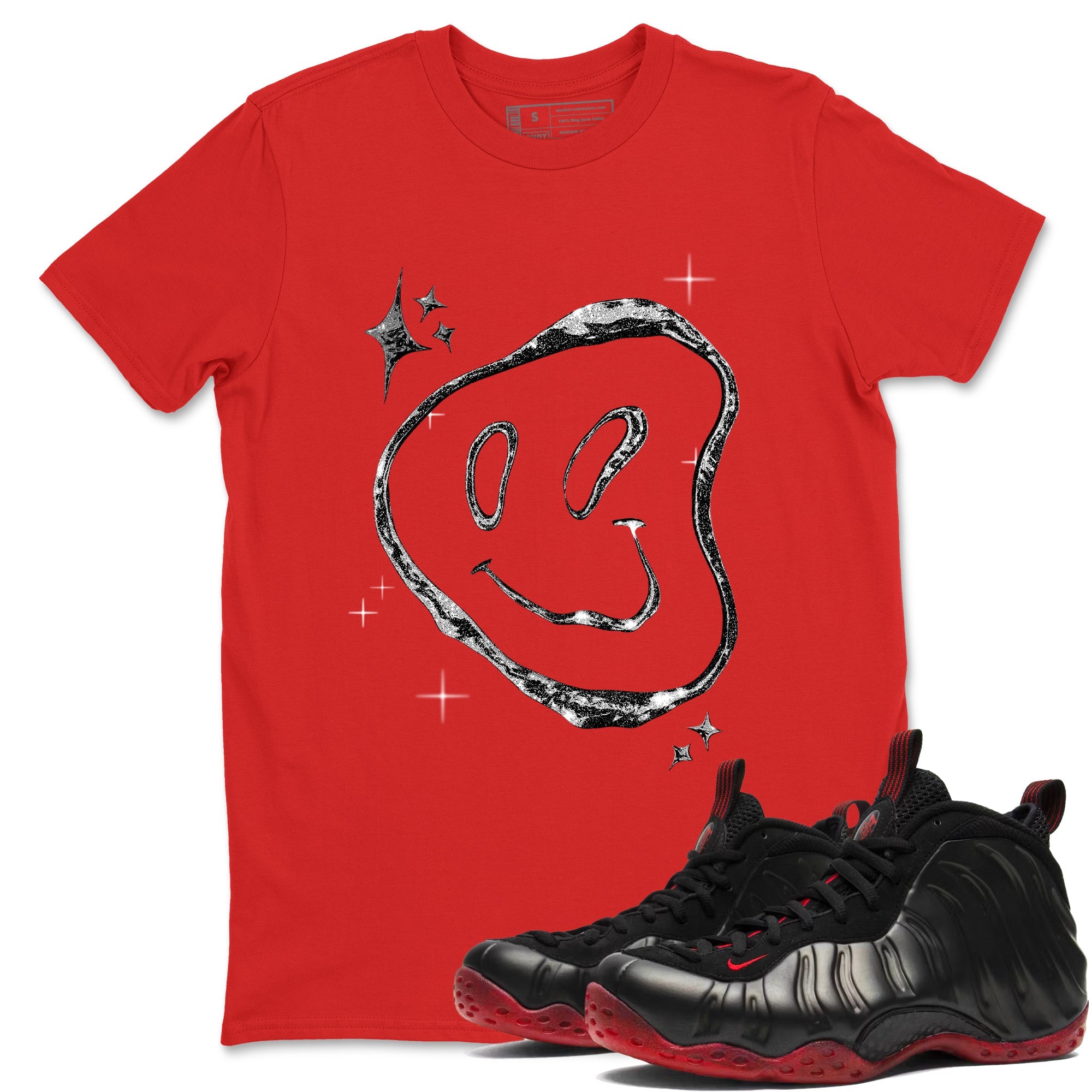 Sneaker Threads  Sneaker Tees To Match Air Foamposite One Cough Drop  Smiling Pearl Graphic Tee Red 1. Perfect for Jordan releases 2025 colorways.