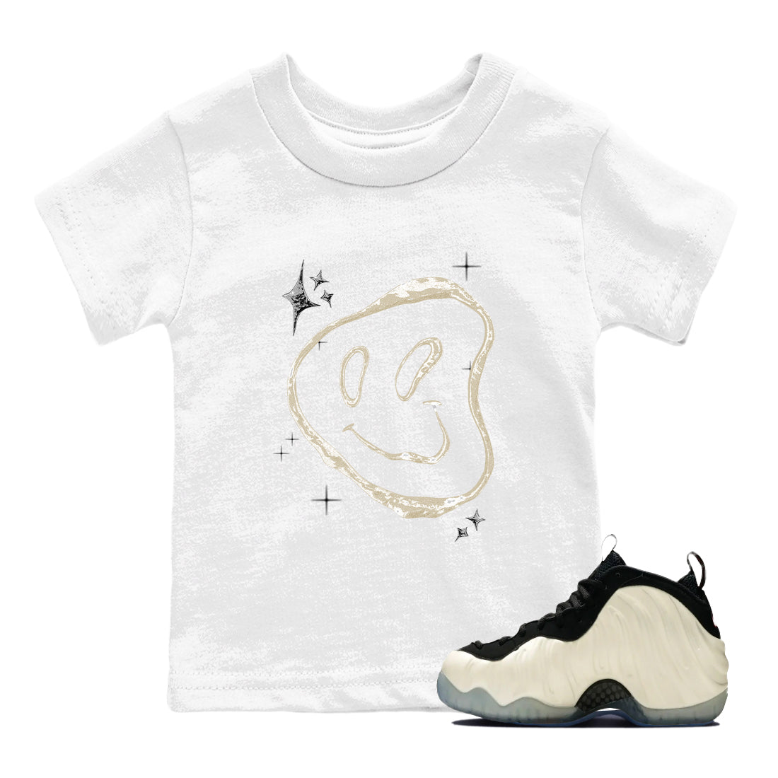 Sneaker Threads  Sneaker Tees To Match Air Foamposite One Pearl  Smiling Pearl Youth Graphic Tee White 1. Perfect for Jordan releases 2025 colorways.