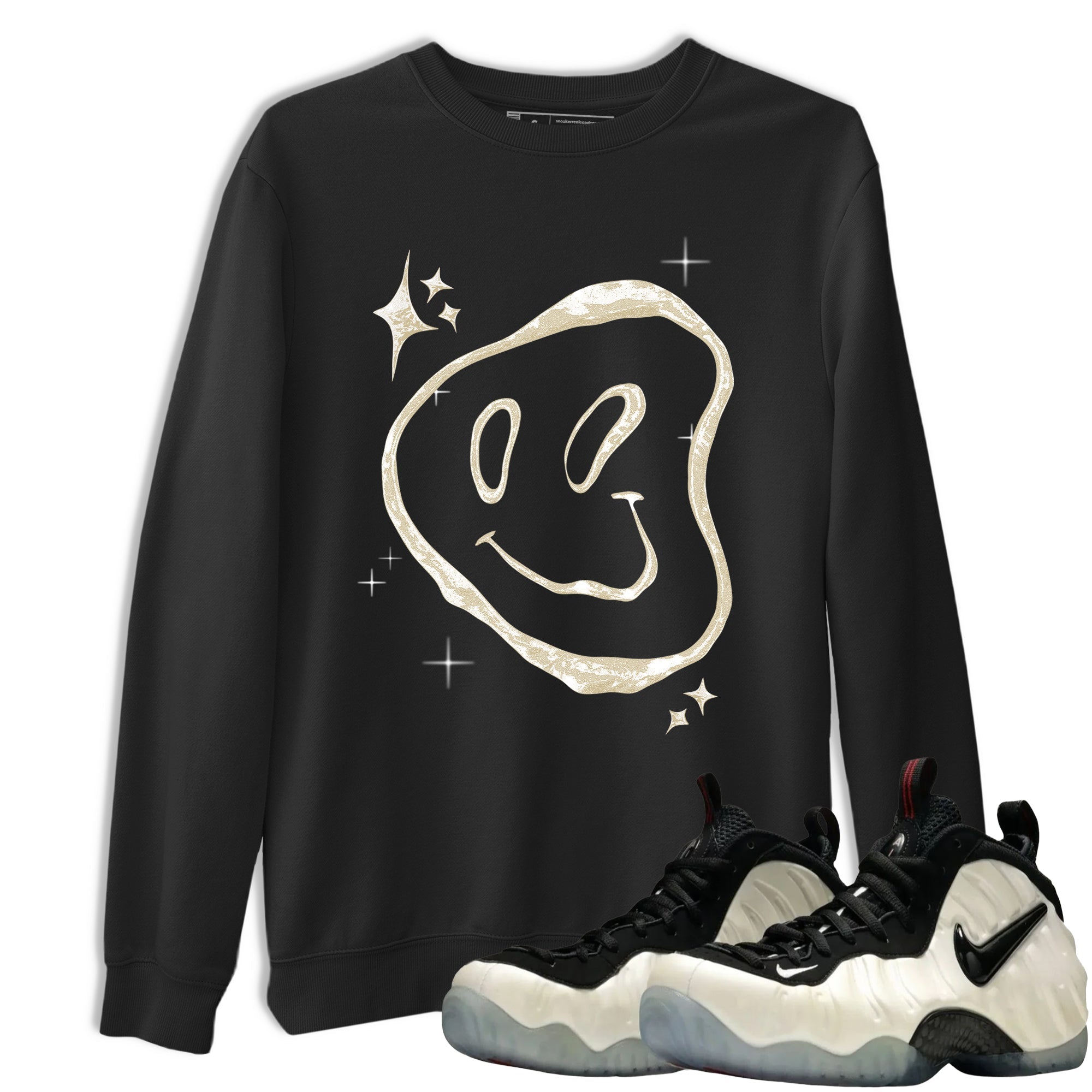 Sneaker Threads  Sneaker Tees To Match Air Foamposite One Pearl  Smiling Pearl Graphic Tee Black 1. Perfect for Jordan releases 2025 colorways.