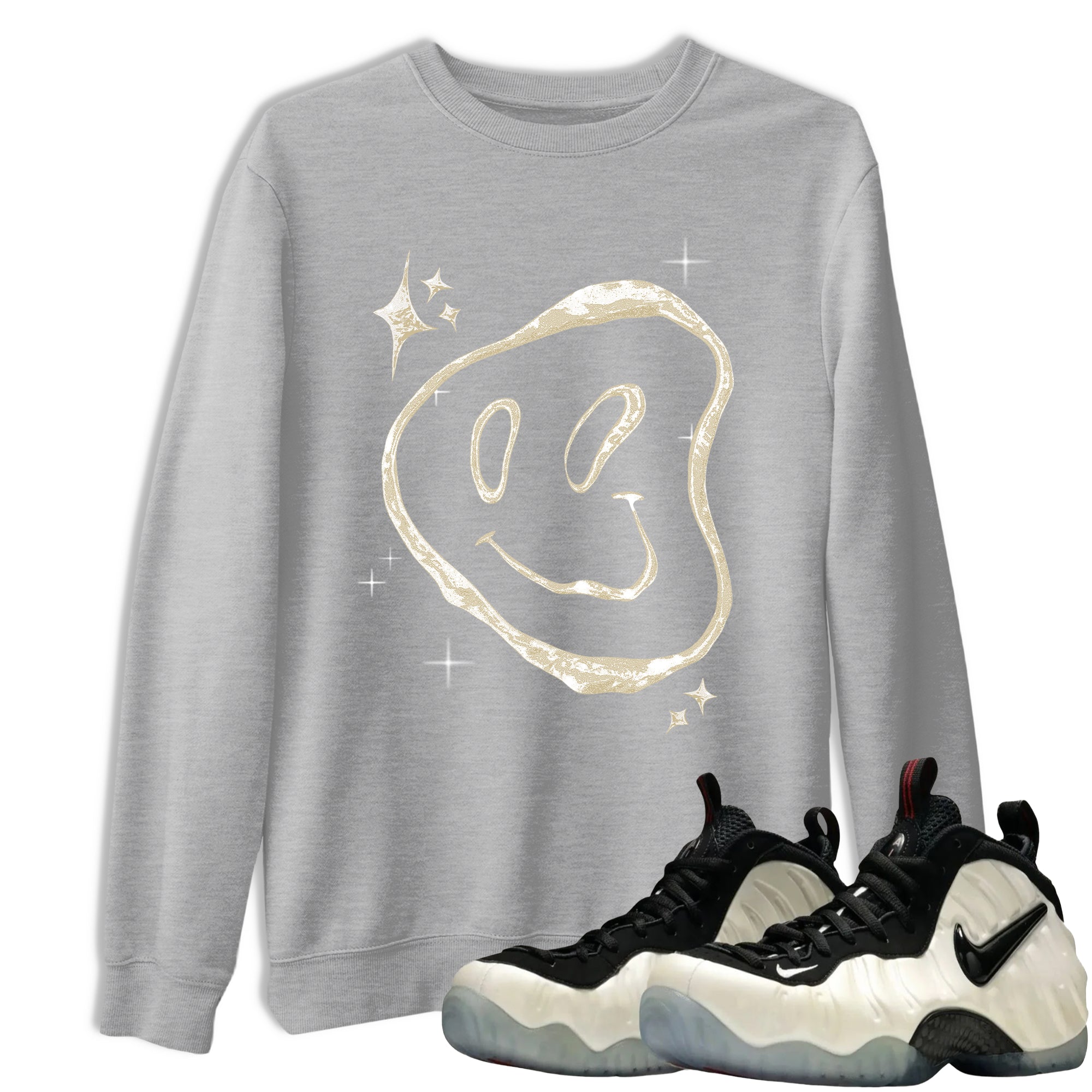 Sneaker Threads  Sneaker Tees To Match Air Foamposite One Pearl  Smiling Pearl Graphic Tee Heather Grey 1. Perfect for Jordan releases 2025 colorways.