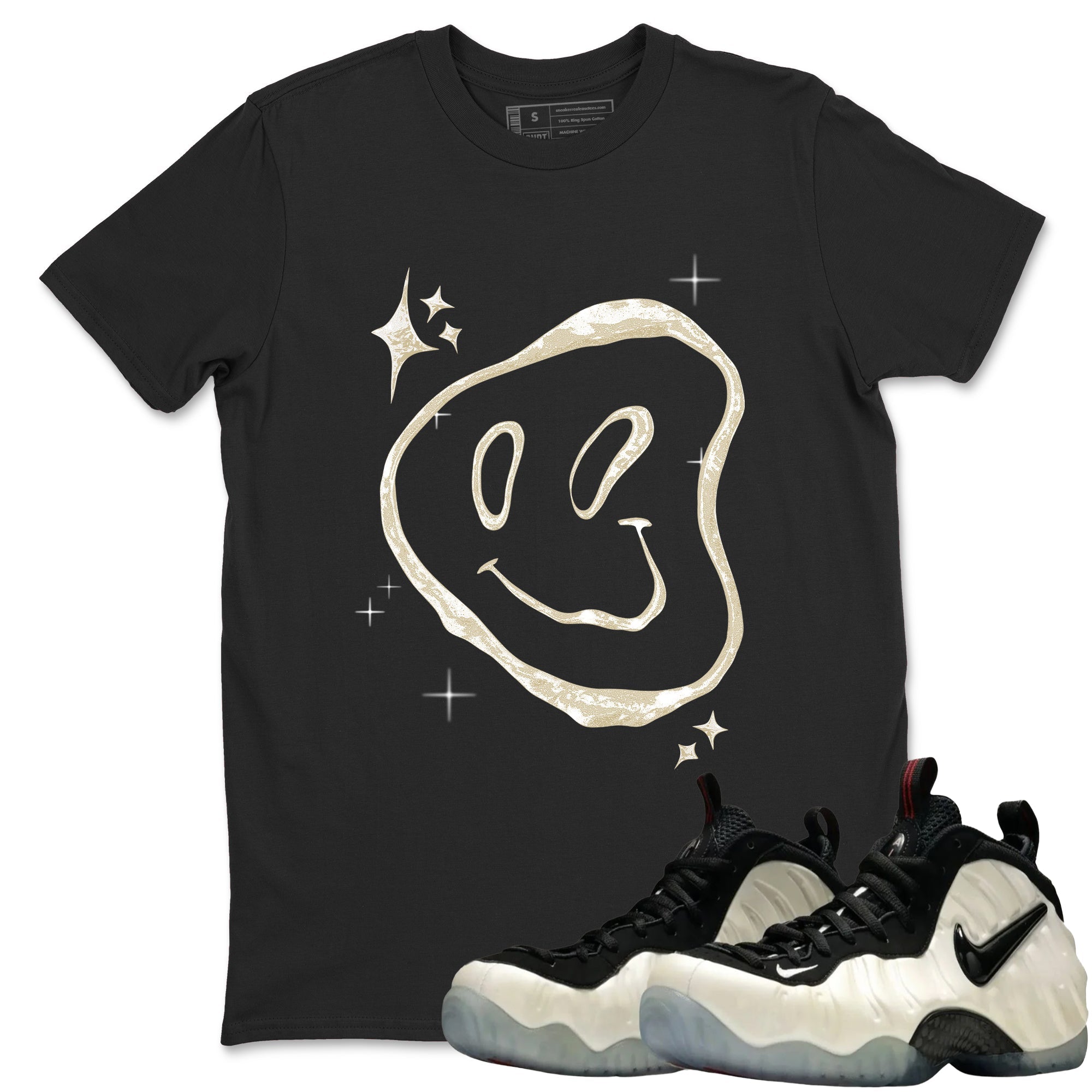 Sneaker Threads  Sneaker Tees To Match Air Foamposite One Pearl  Smiling Pearl Graphic Tee Black 1. Perfect for Jordan releases 2025 colorways.