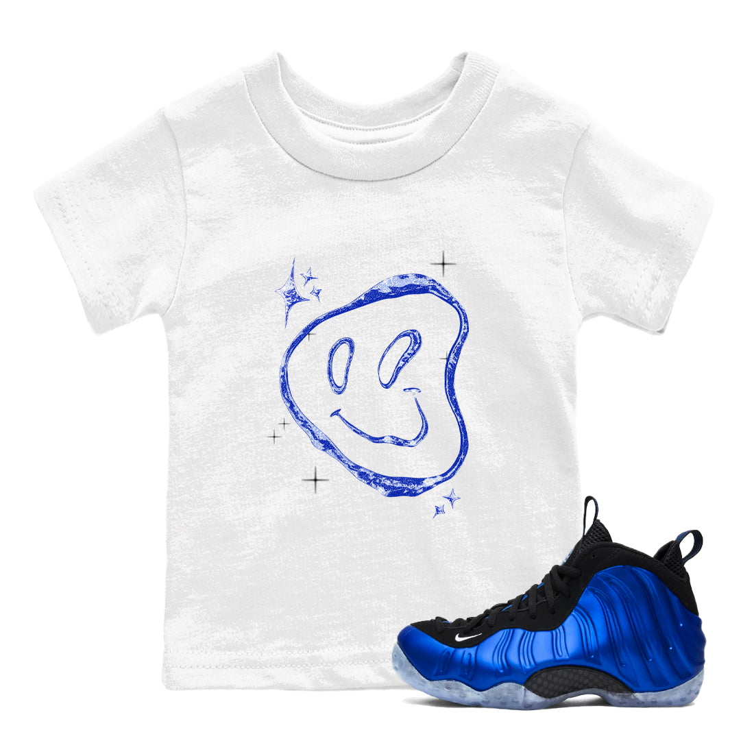 Sneaker Threads  Sneaker Tees To Match Air Foamposite One Royal  Smiling Pearl Youth Graphic Tee White 1. Perfect for Jordan releases 2025 colorways.