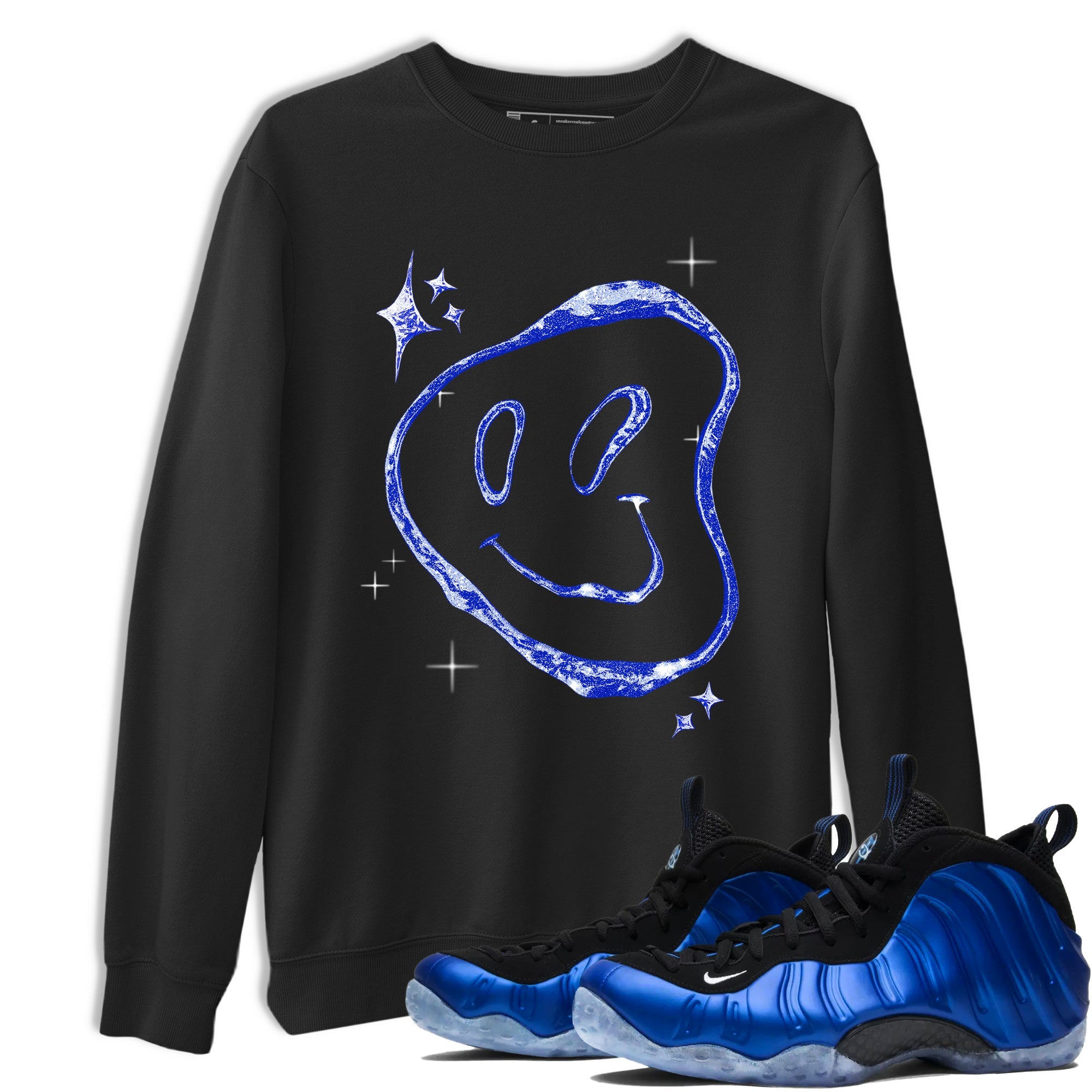 Sneaker Threads  Sneaker Tees To Match Air Foamposite One Royal  Smiling Pearl Graphic Tee Black 1. Perfect for Jordan releases 2025 colorways.