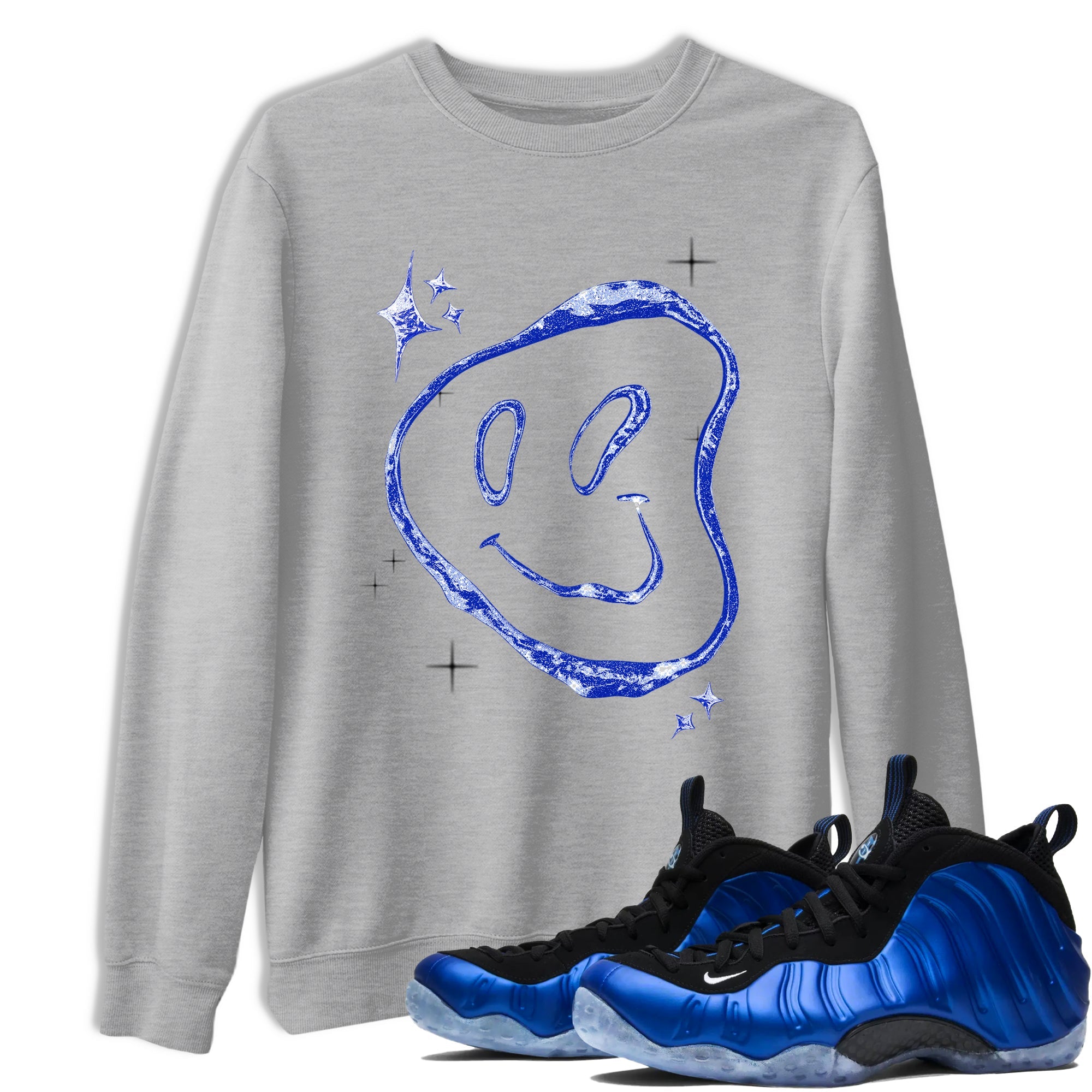 Sneaker Threads  Sneaker Tees To Match Air Foamposite One Royal  Smiling Pearl Graphic Tee Heather Grey 1. Perfect for Jordan releases 2025 colorways.