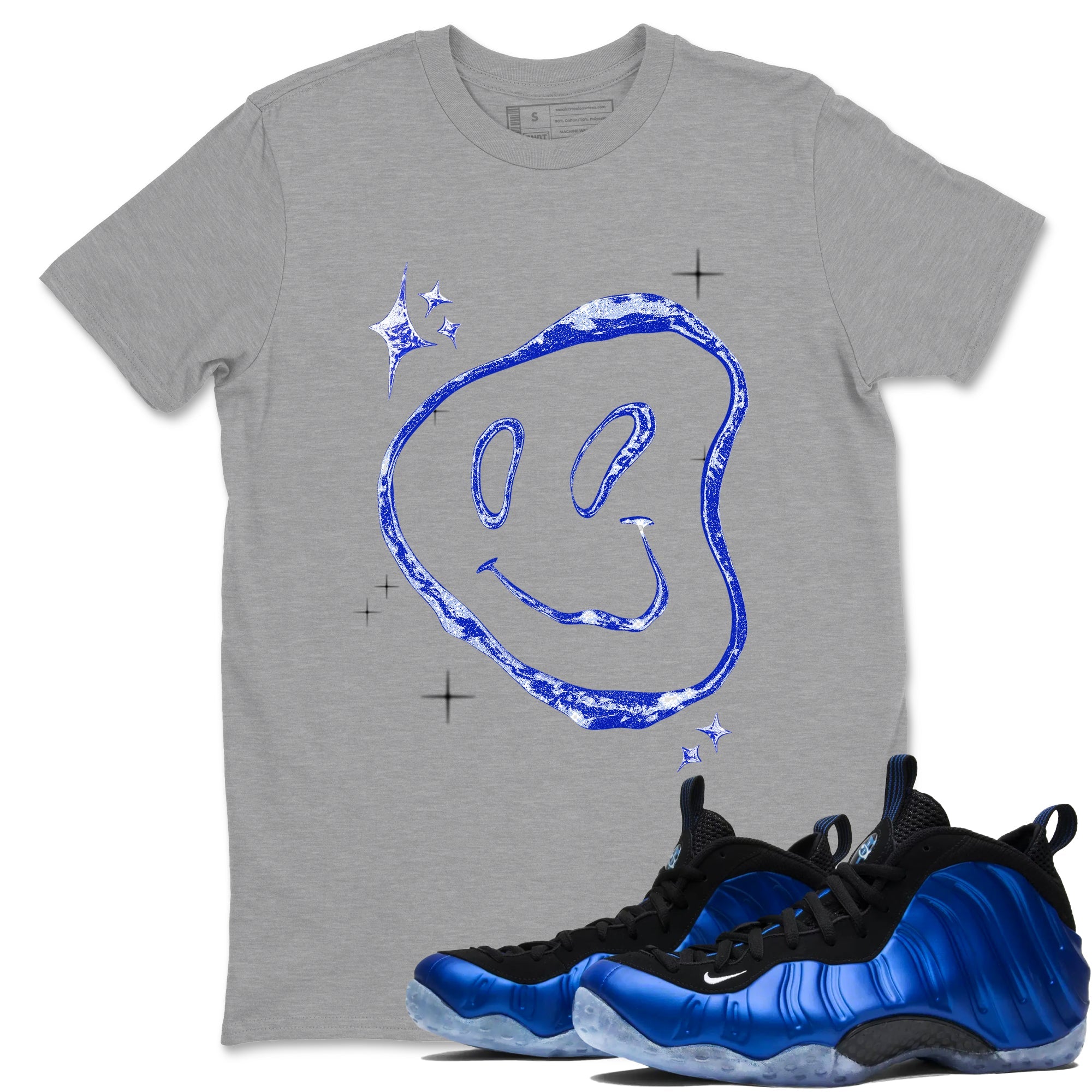 Sneaker Threads  Sneaker Tees To Match Air Foamposite One Royal  Smiling Pearl Graphic Tee Heather Grey 1. Perfect for Jordan releases 2025 colorways.