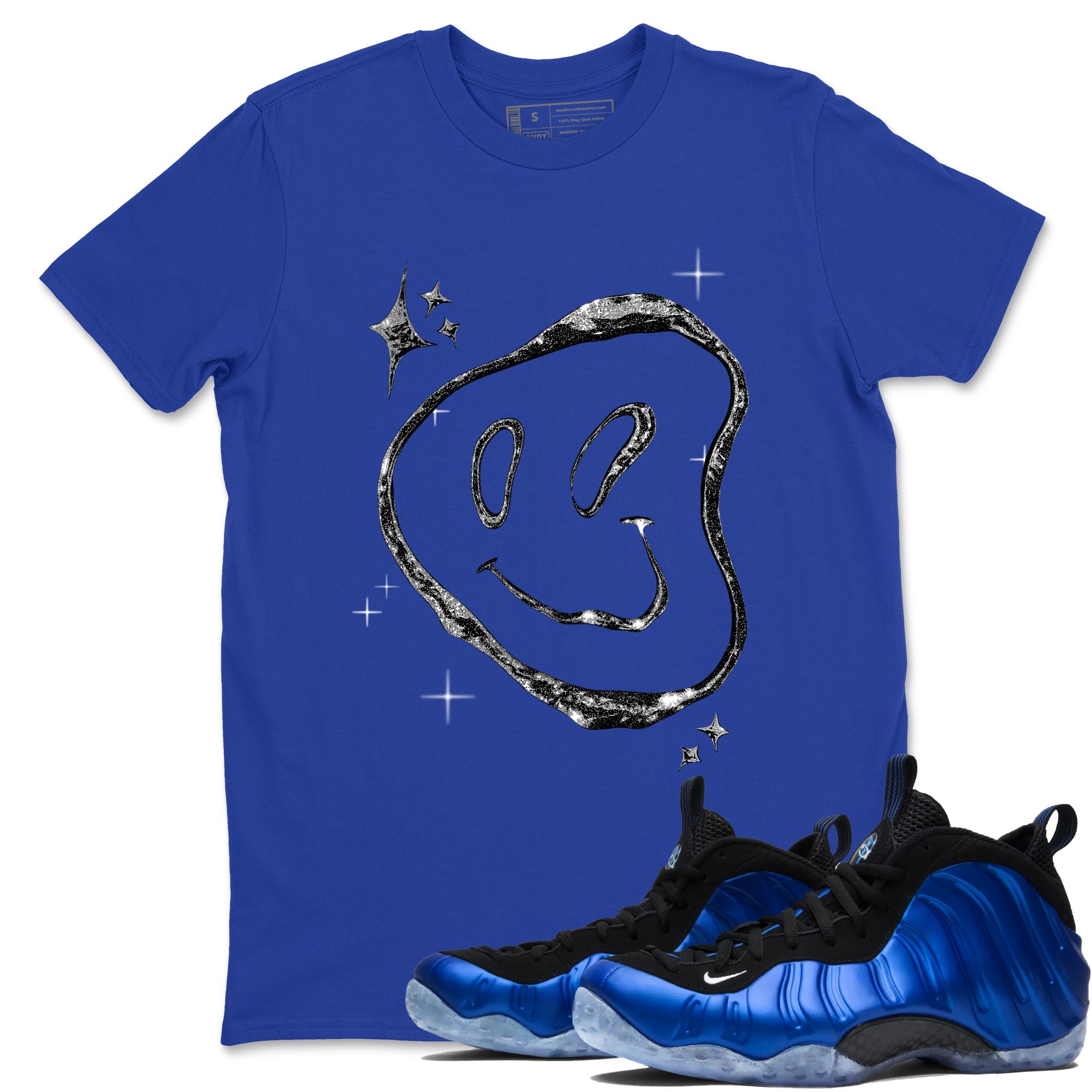 Sneaker Threads  Sneaker Tees To Match Air Foamposite One Royal  Smiling Pearl Graphic Tee Royal Blue 1. Perfect for Jordan releases 2025 colorways.