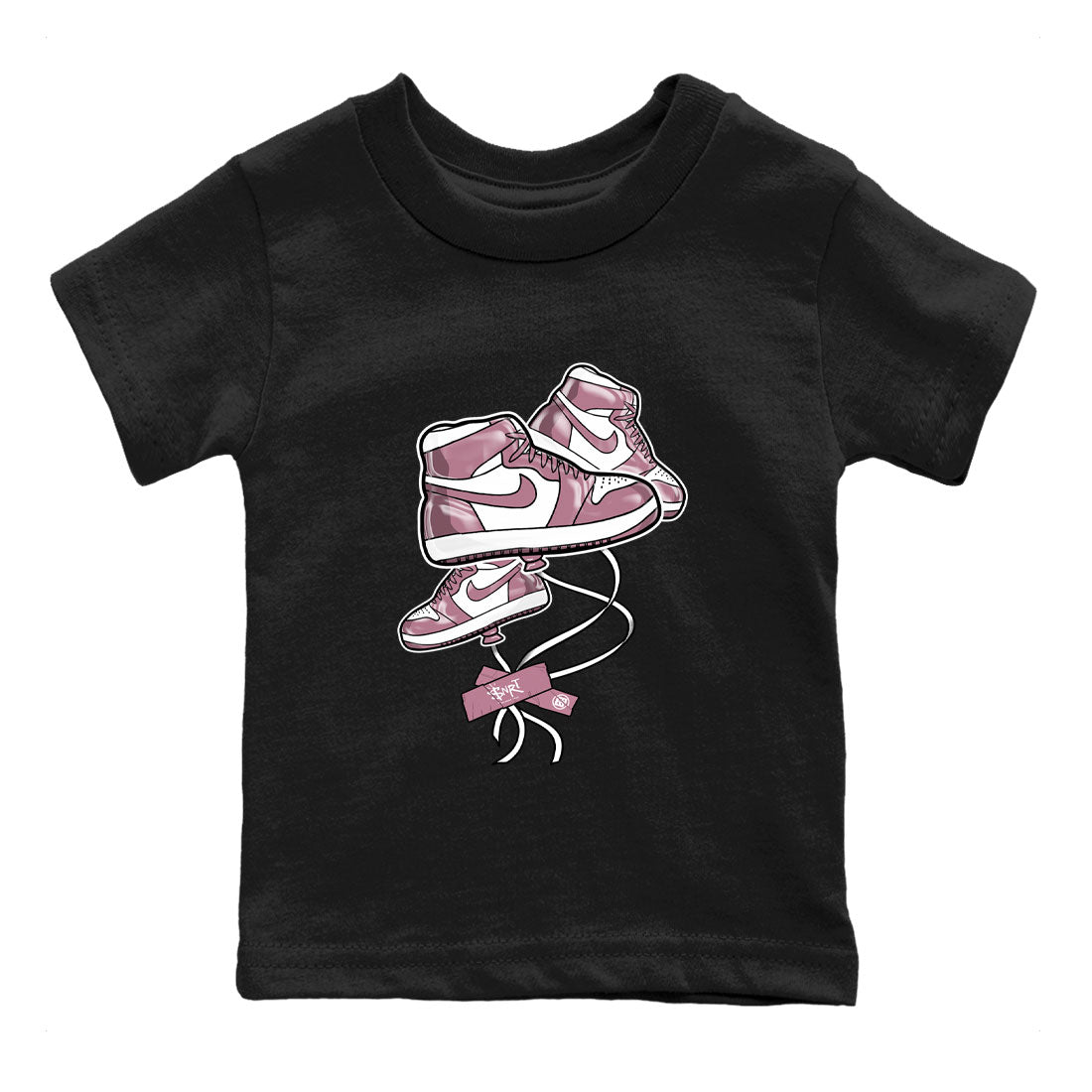 Air Jordan 1 Mauve shirt to match jordans Sneaker Balloon sneaker tees AJ1 Mauve Drip Gear Zone Sneaker Matching Clothing Brand Baby Toddler Black 2 T-Shirt