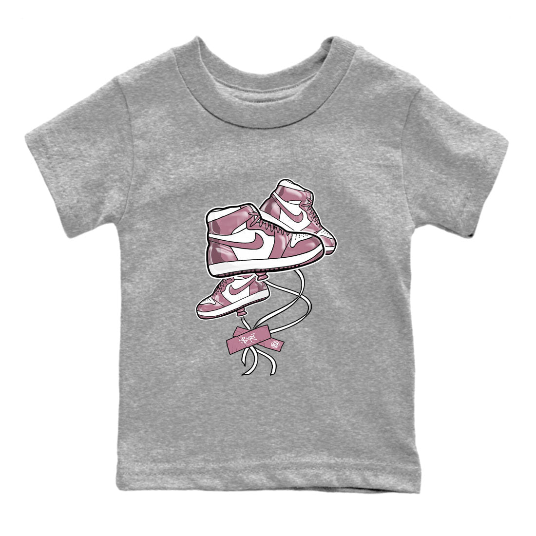 Air Jordan 1 Mauve shirt to match jordans Sneaker Balloon sneaker tees AJ1 Mauve Drip Gear Zone Sneaker Matching Clothing Brand Baby Toddler Heather Grey 2 T-Shirt