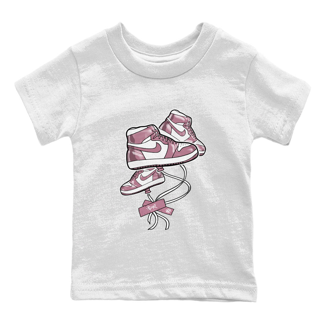 Air Jordan 1 Mauve shirt to match jordans Sneaker Balloon sneaker tees AJ1 Mauve Drip Gear Zone Sneaker Matching Clothing Brand Baby Toddler White 2 T-Shirt