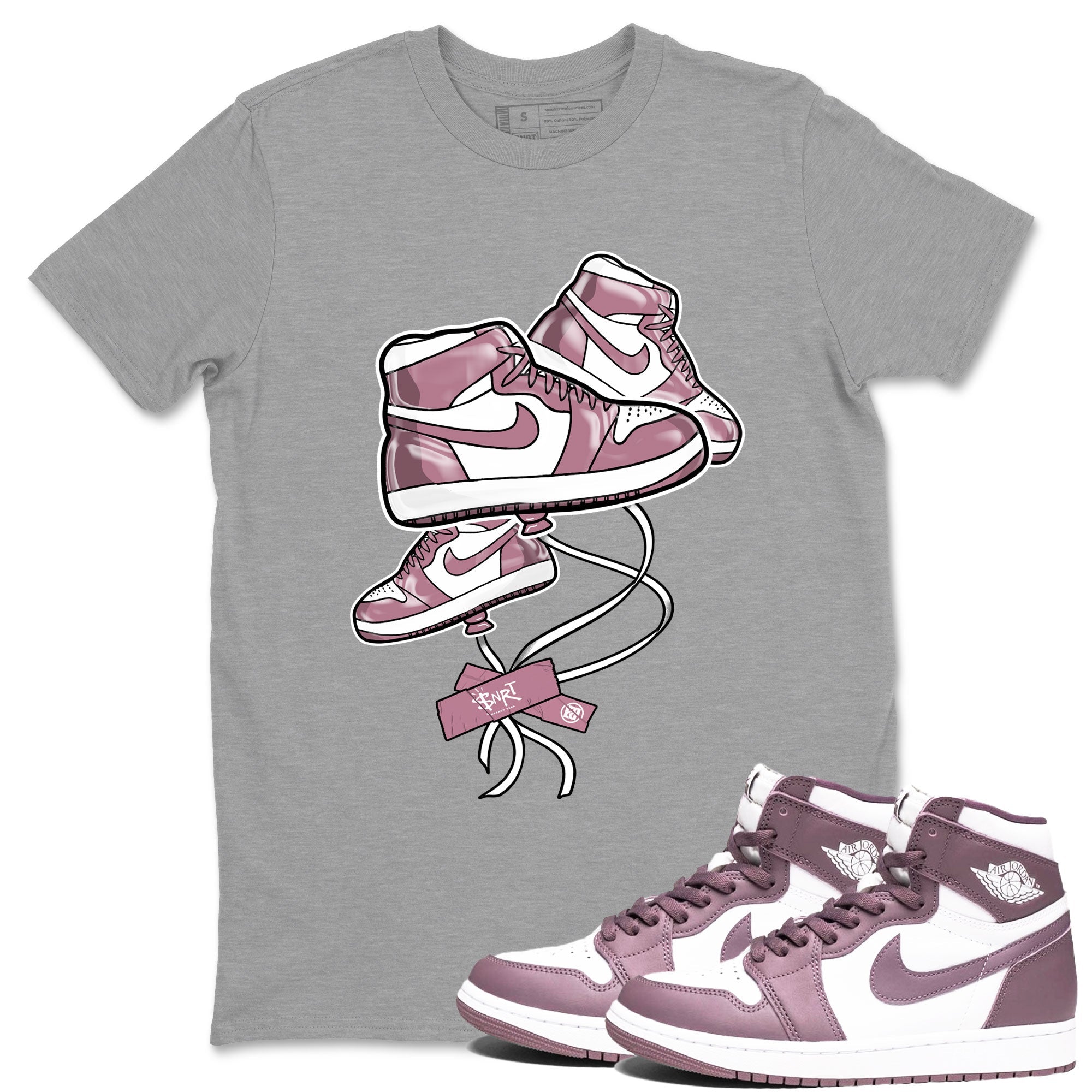Air Jordan 1 Mauve shirt to match jordans Sneaker Balloon sneaker tees AJ1 Mauve Drip Gear Zone Sneaker Matching Clothing Brand Unisex Sneaker Tee Heather Grey 1 T-Shirt