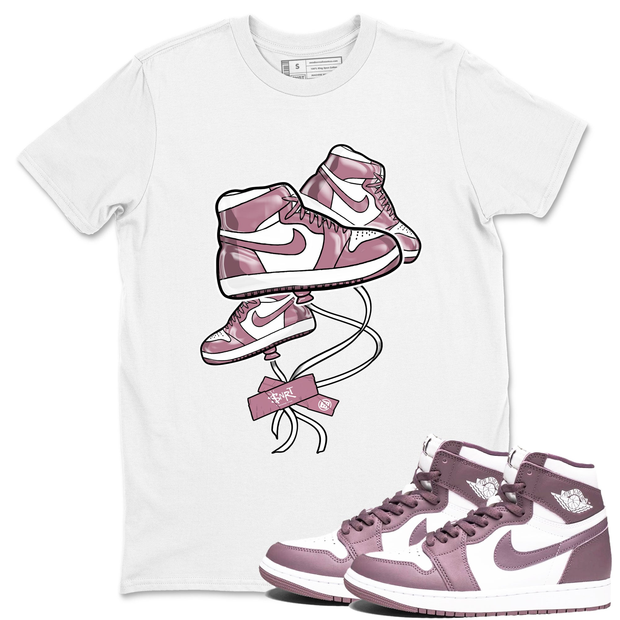 Air Jordan 1 Mauve shirt to match jordans Sneaker Balloon sneaker tees AJ1 Mauve Drip Gear Zone Sneaker Matching Clothing Brand Unisex Sneaker Tee White 1 T-Shirt