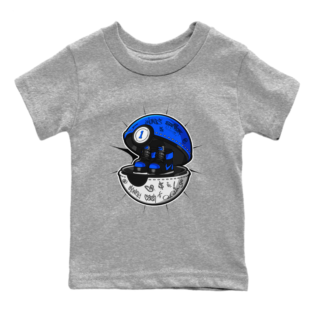 Air Jordan 1 Royal Reimagined shirt to match jordans Sneaker Capsule sneaker tees AJ1 Royal Reimagined Drip Gear Zone Baby Toddler Heather Grey 2 T-Shirt