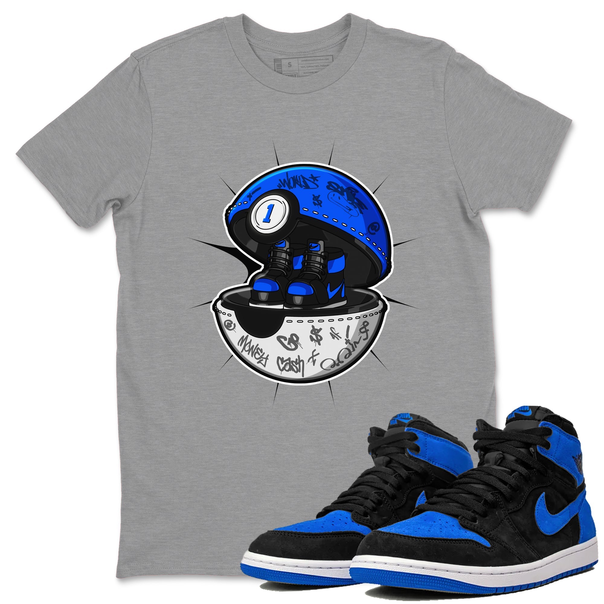 Air Jordan 1 Royal Reimagined shirt to match jordans Sneaker Capsule sneaker tees AJ1 Royal Reimagined Drip Gear Zone Unisex Heather Grey 1 T-Shirt