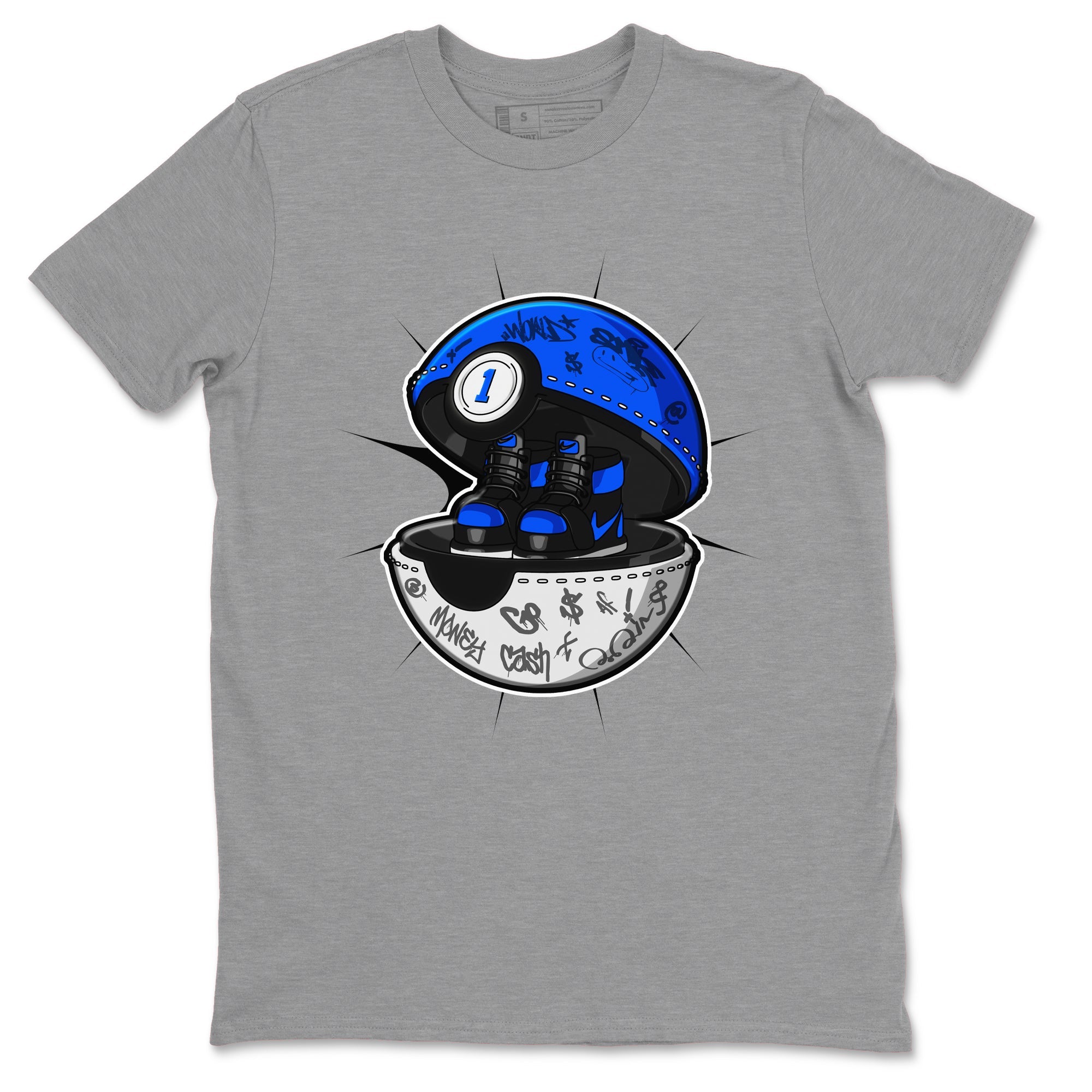 Air Jordan 1 Royal Reimagined shirt to match jordans Sneaker Capsule sneaker tees AJ1 Royal Reimagined Drip Gear Zone Unisex Heather Grey 2 T-Shirt