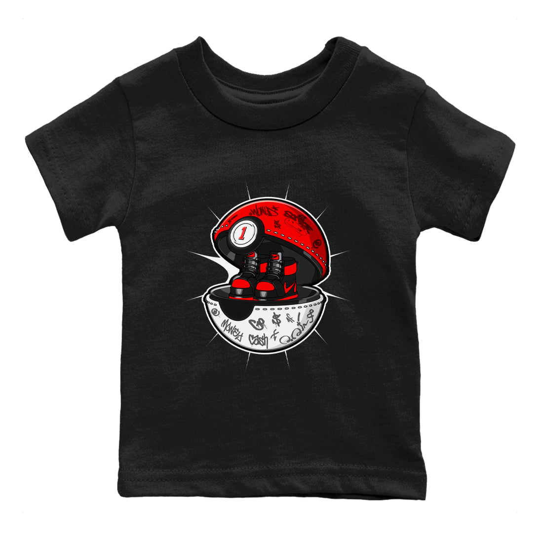 Air Jordan 1 Satin Bred shirt to match jordans Sneaker Capsule sneaker tees AJ1 Satin Bred Drip Gear Zone Baby Toddler Black 2 T-Shirt