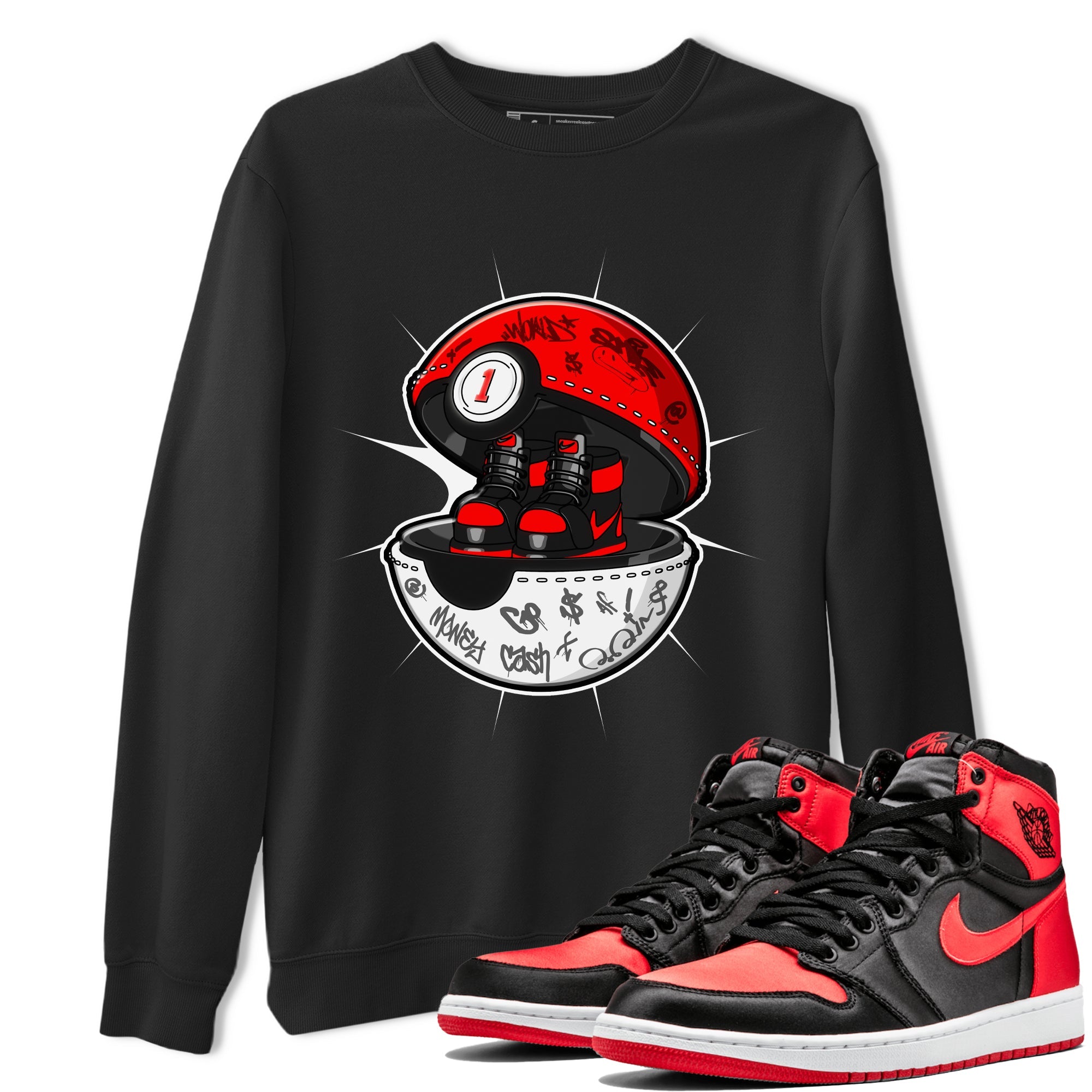Air Jordan 1 Satin Bred shirt to match jordans Sneaker Capsule sneaker tees AJ1 Satin Bred Drip Gear Zone Unisex Black 1 T-Shirt