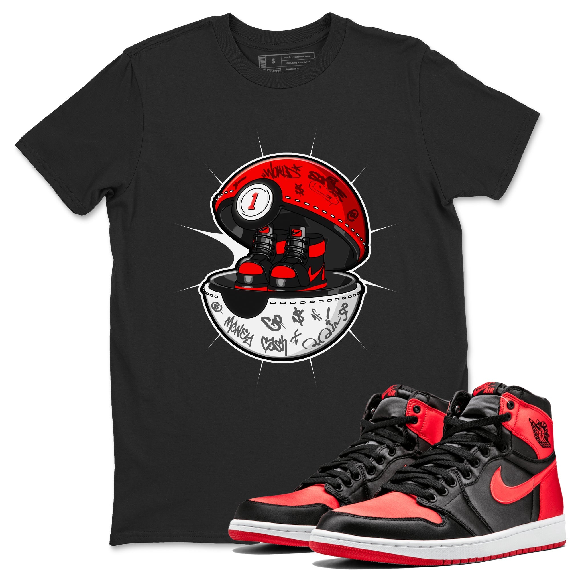 Air Jordan 1 Satin Bred shirt to match jordans Sneaker Capsule sneaker tees AJ1 Satin Bred Drip Gear Zone Unisex Black 1 T-Shirt