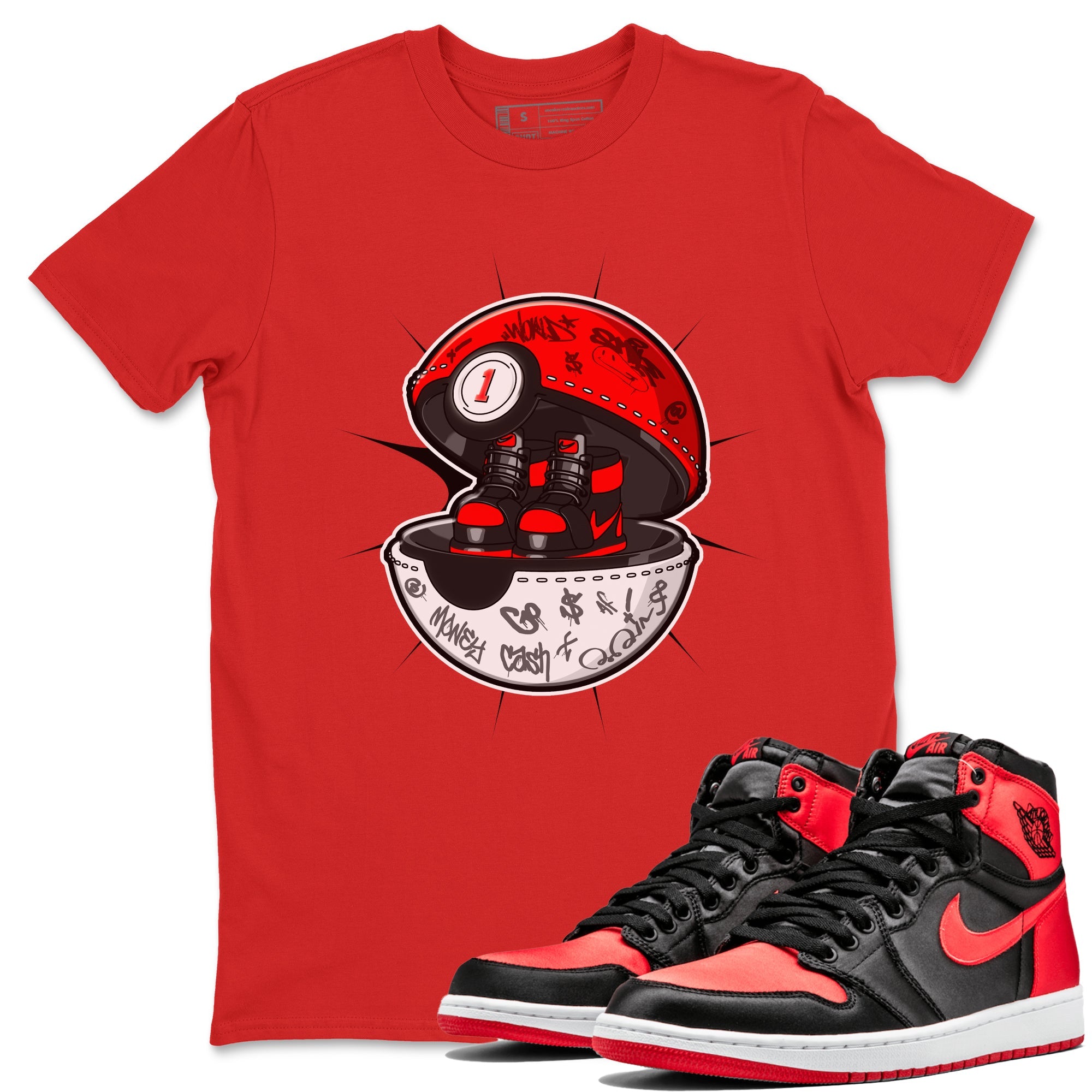Air Jordan 1 Satin Bred shirt to match jordans Sneaker Capsule sneaker tees AJ1 Satin Bred Drip Gear Zone Unisex Red 1 T-Shirt