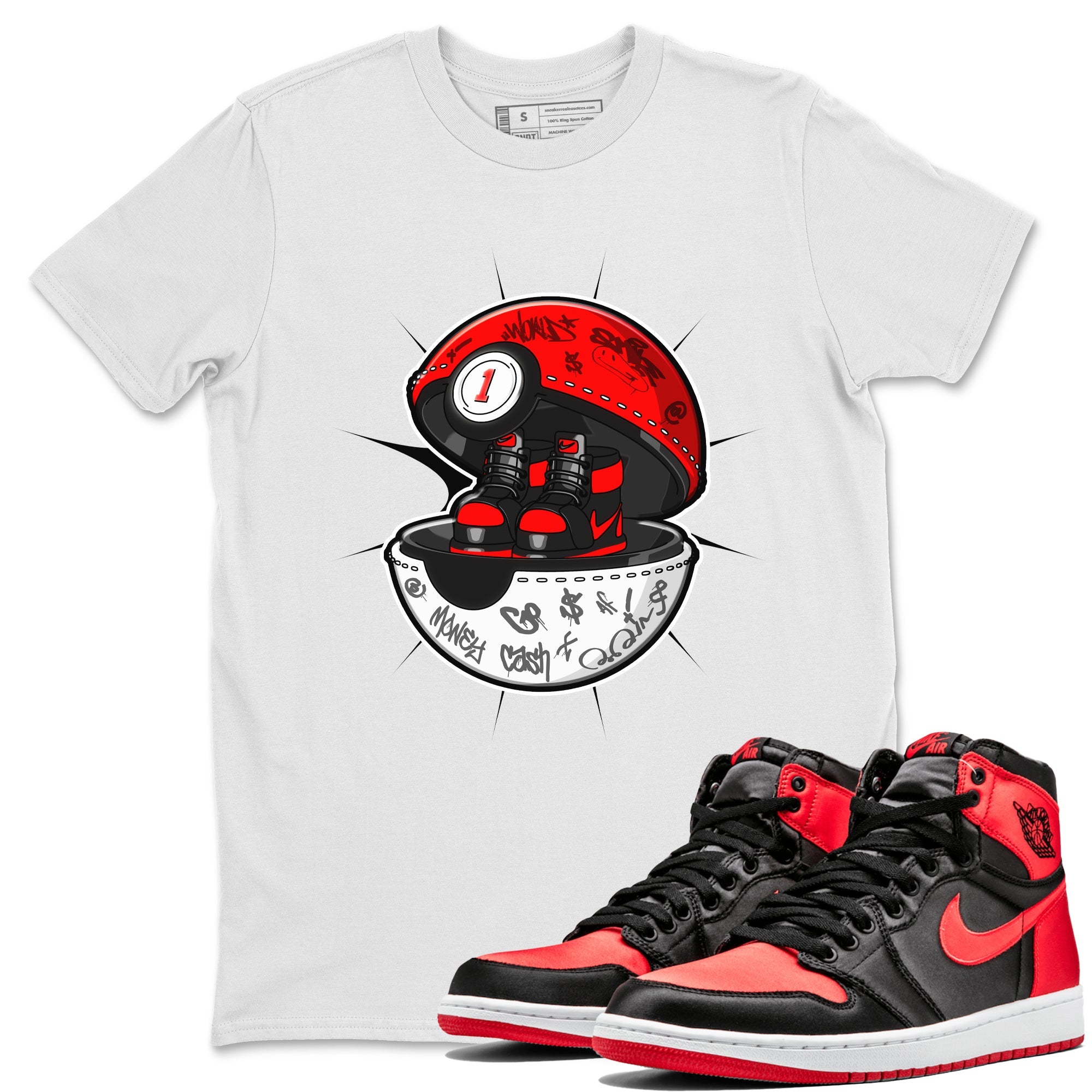 Air Jordan 1 Satin Bred shirt to match jordans Sneaker Capsule sneaker tees AJ1 Satin Bred Drip Gear Zone Unisex White 1 T-Shirt