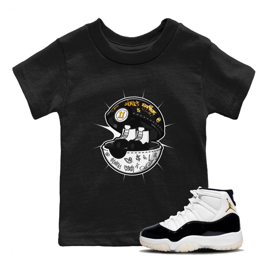 Air Jordan 11 Gratitude shirt to match jordans Sneaker Capsule sneaker tees AJ11 Gratitude Drip Gear Zone Baby Toddler Black 1 T-Shirt