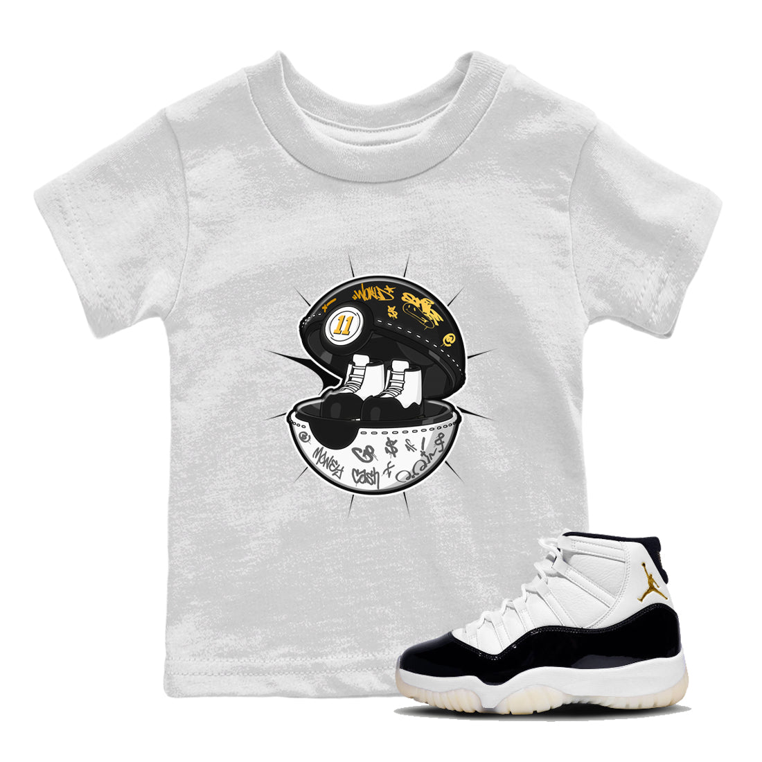Air Jordan 11 Gratitude shirt to match jordans Sneaker Capsule sneaker tees AJ11 Gratitude Drip Gear Zone Baby Toddler White 1 T-Shirt