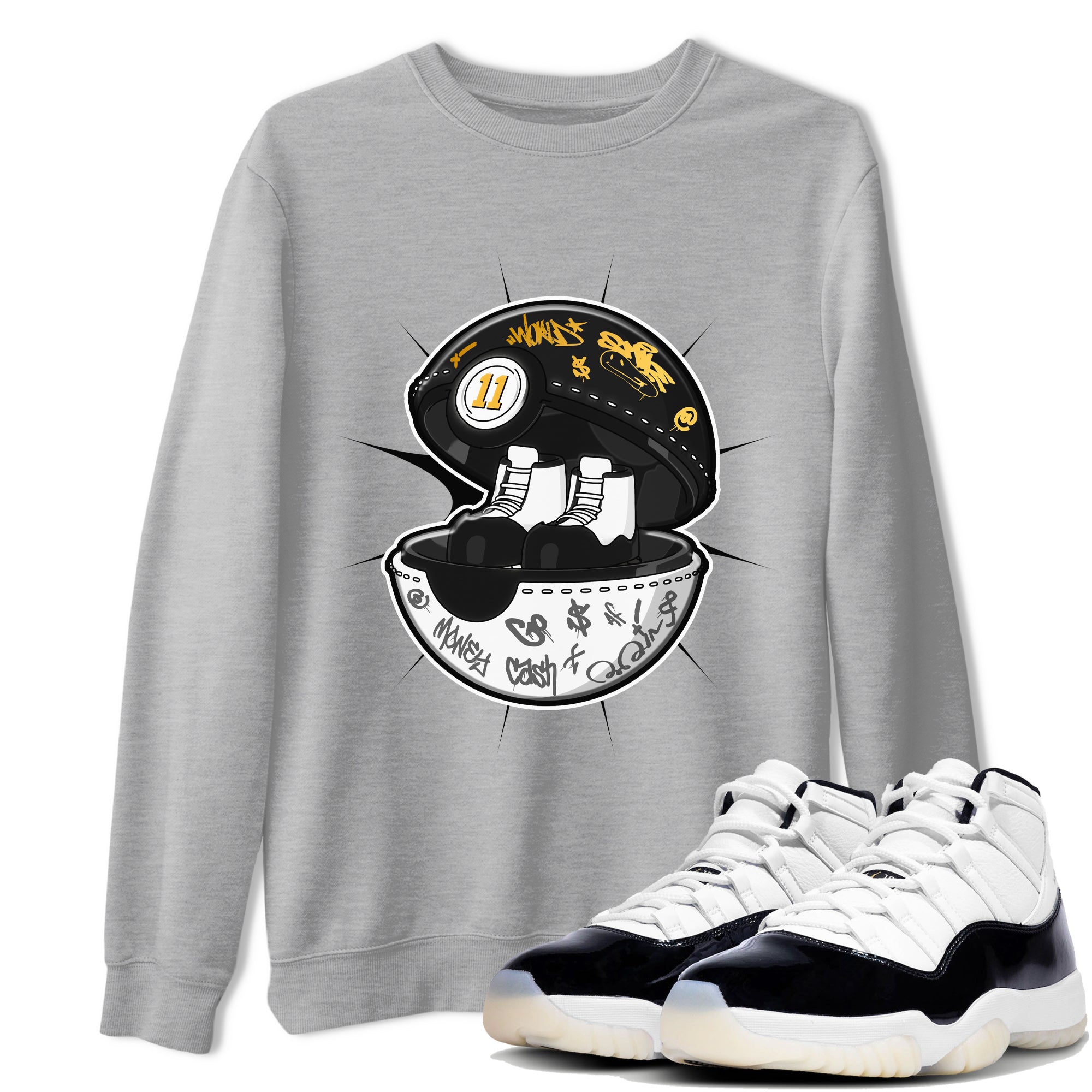 Air Jordan 11 Gratitude shirt to match jordans Sneaker Capsule sneaker tees AJ11 Gratitude Drip Gear Zone Unisex Heather Grey 1 T-Shirt