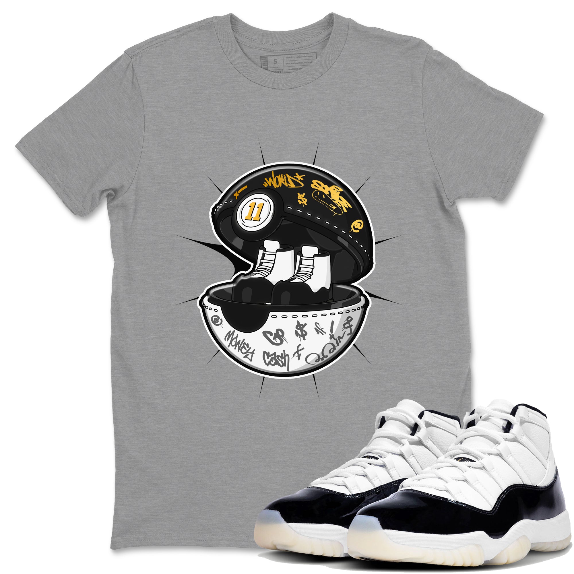 Air Jordan 11 Gratitude shirt to match jordans Sneaker Capsule sneaker tees AJ11 Gratitude Drip Gear Zone Unisex Heather Grey 1 T-Shirt