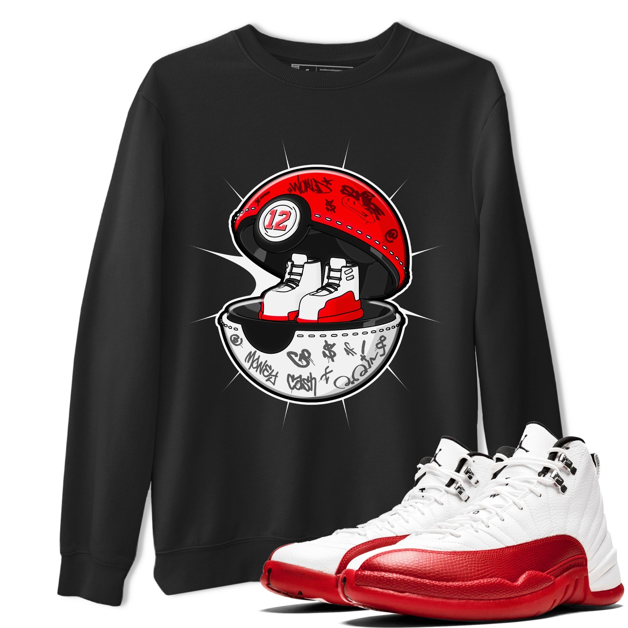 Air Jordan 12 Cherry shirt to match jordans Sneaker Capsule sneaker tees AJ12 Cherry Drip Gear Zone Unisex Black 1 T-Shirt